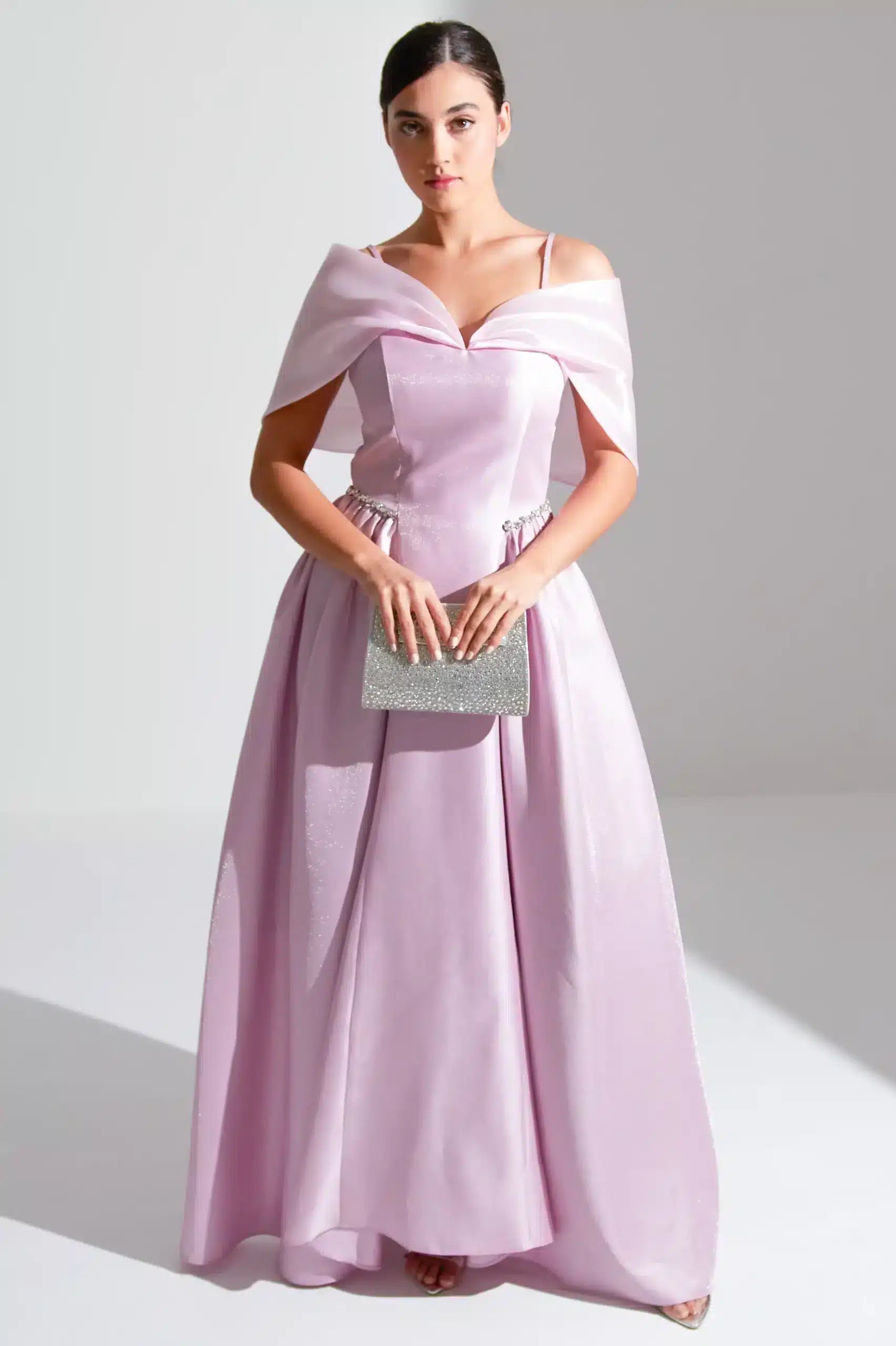 Pleated Panels Organza Dress