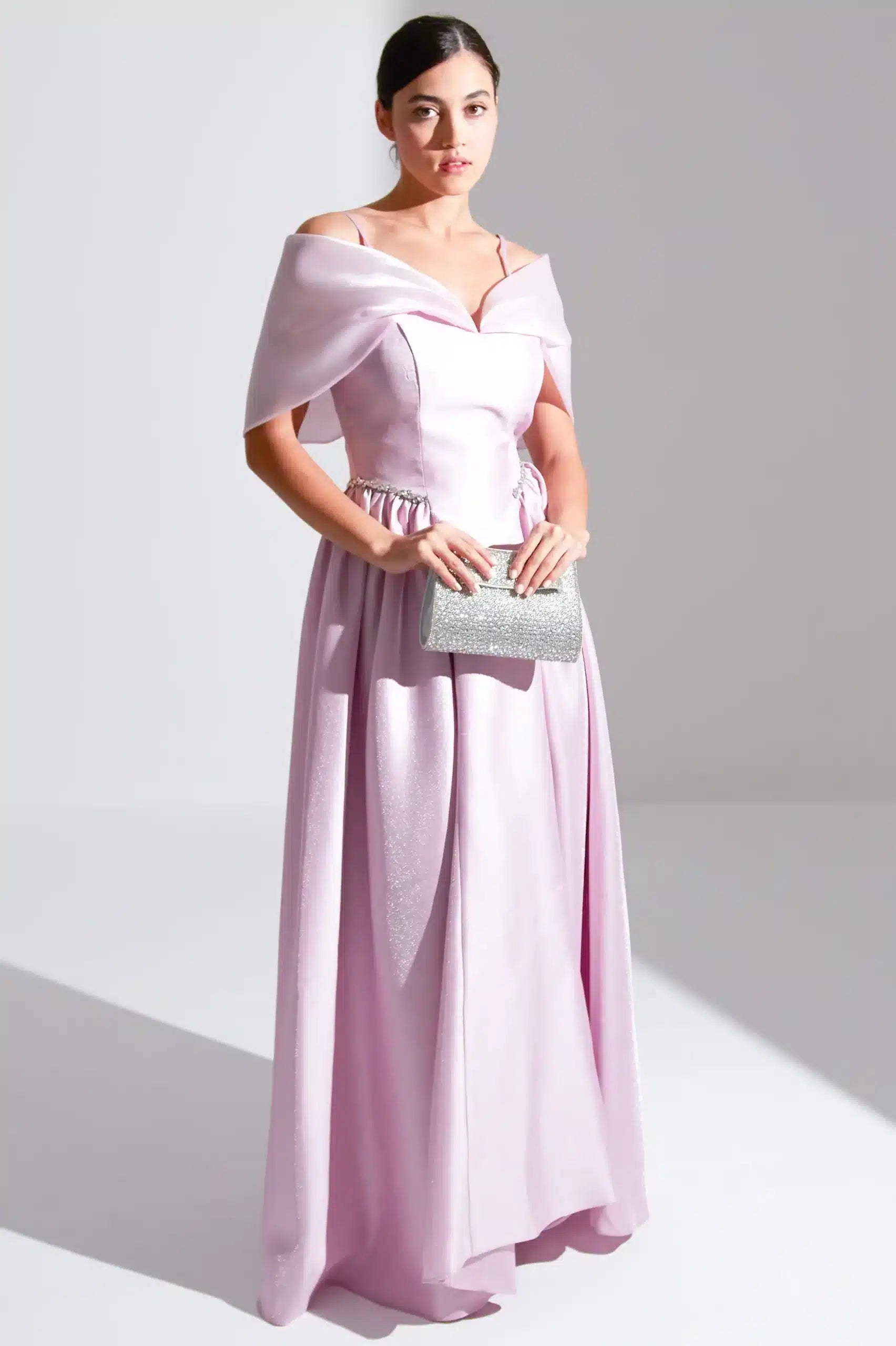 Pleated Panels Organza Dress