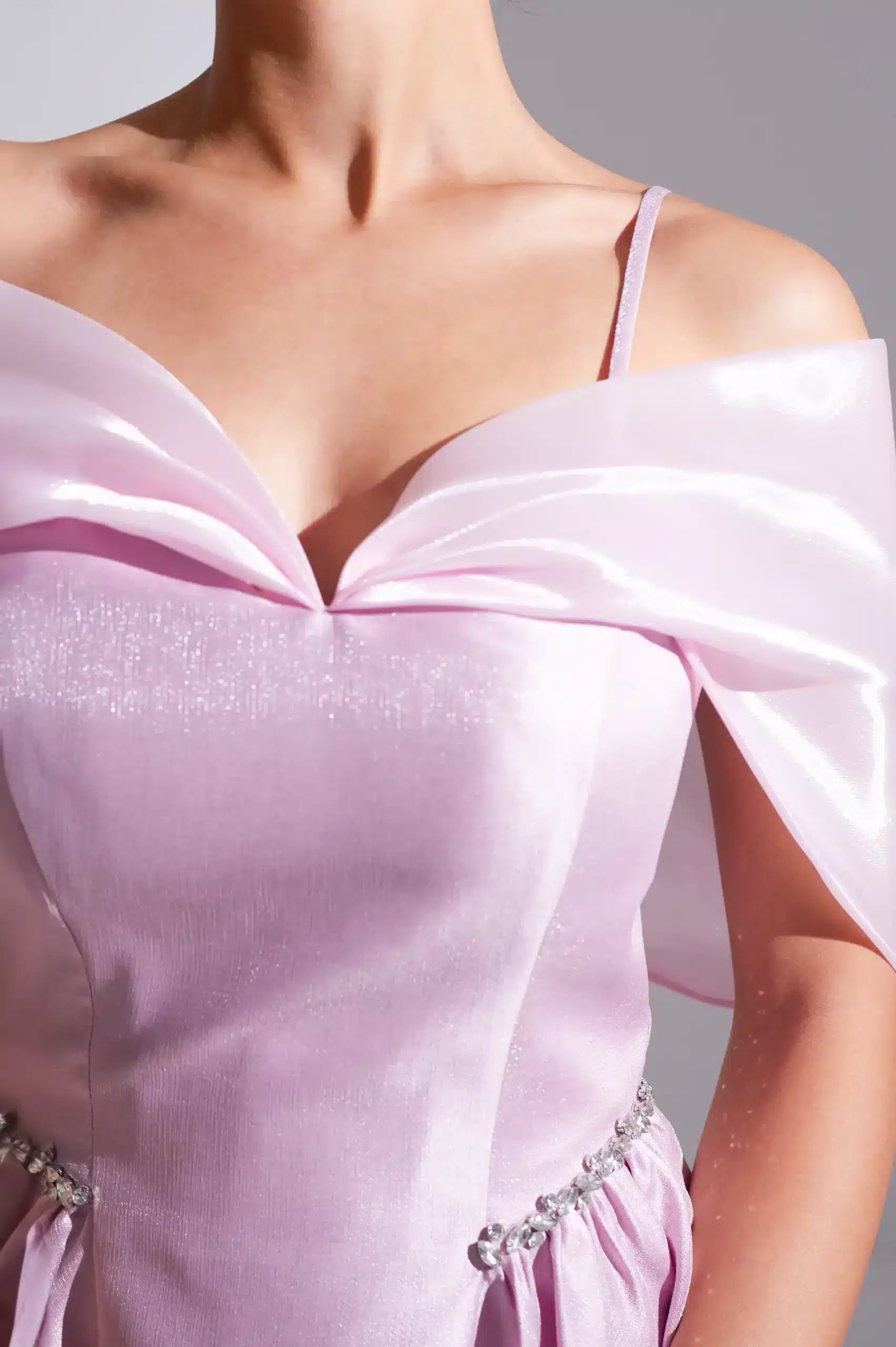 Pleated Panels Organza Dress