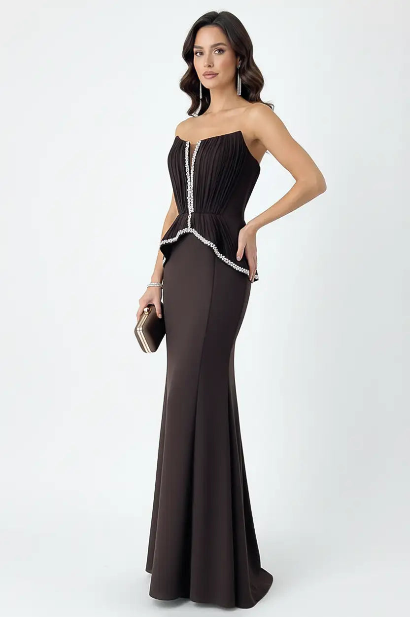 Pleated Corset Crepe Dress