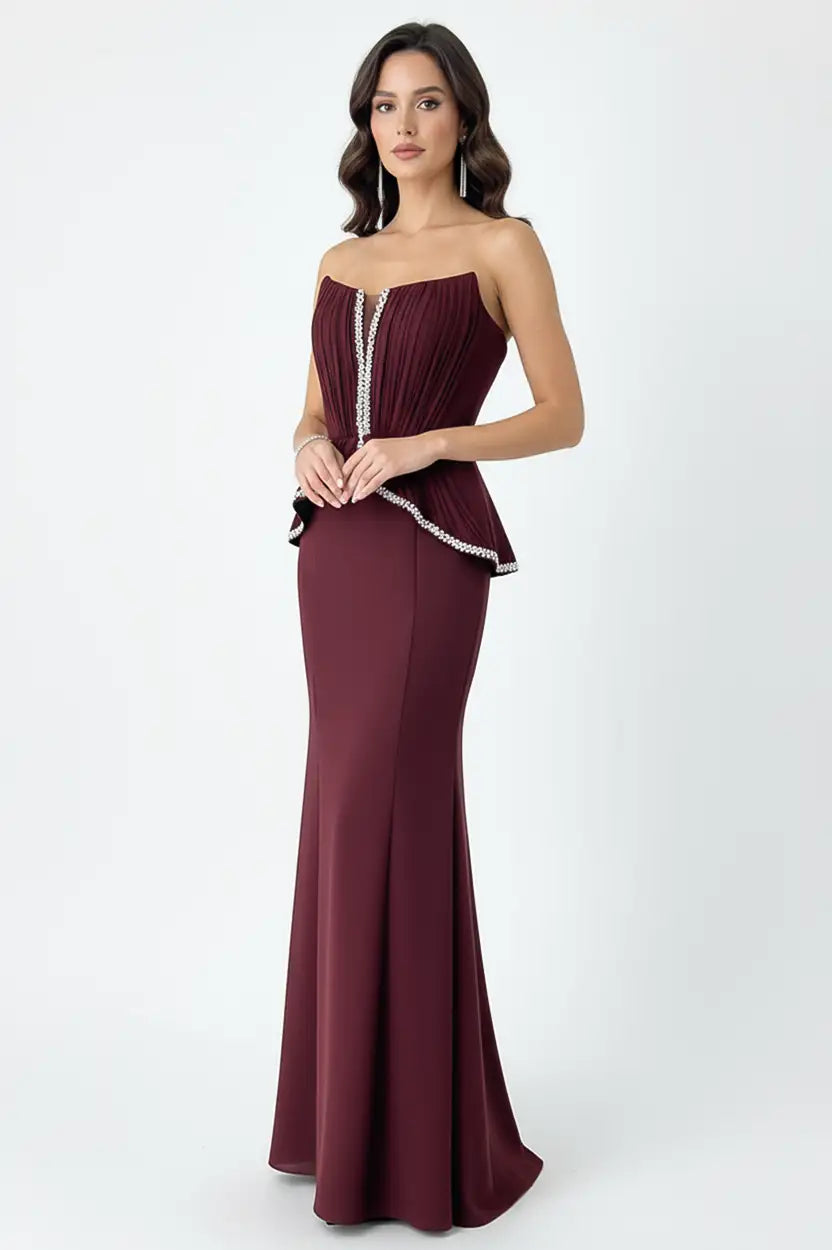Pleated Corset Crepe Dress