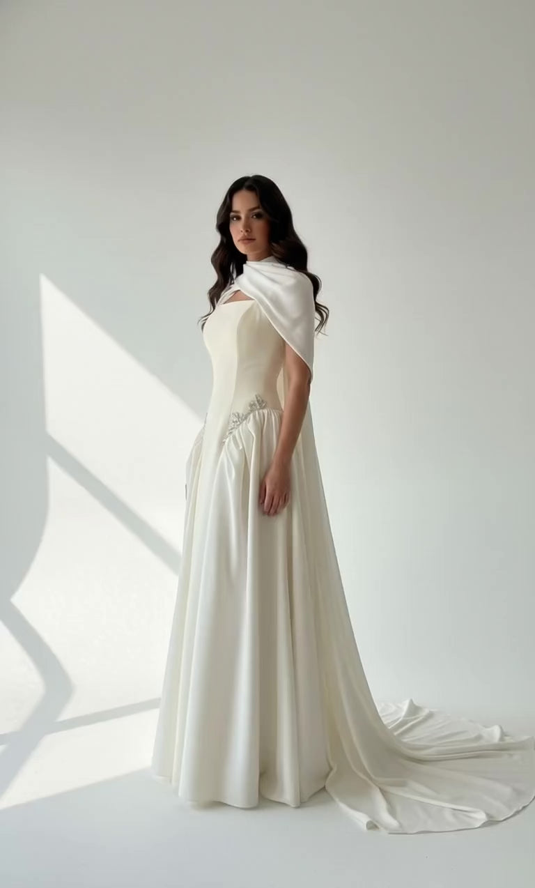 Strapless Crystal Waistline Crepe Dress