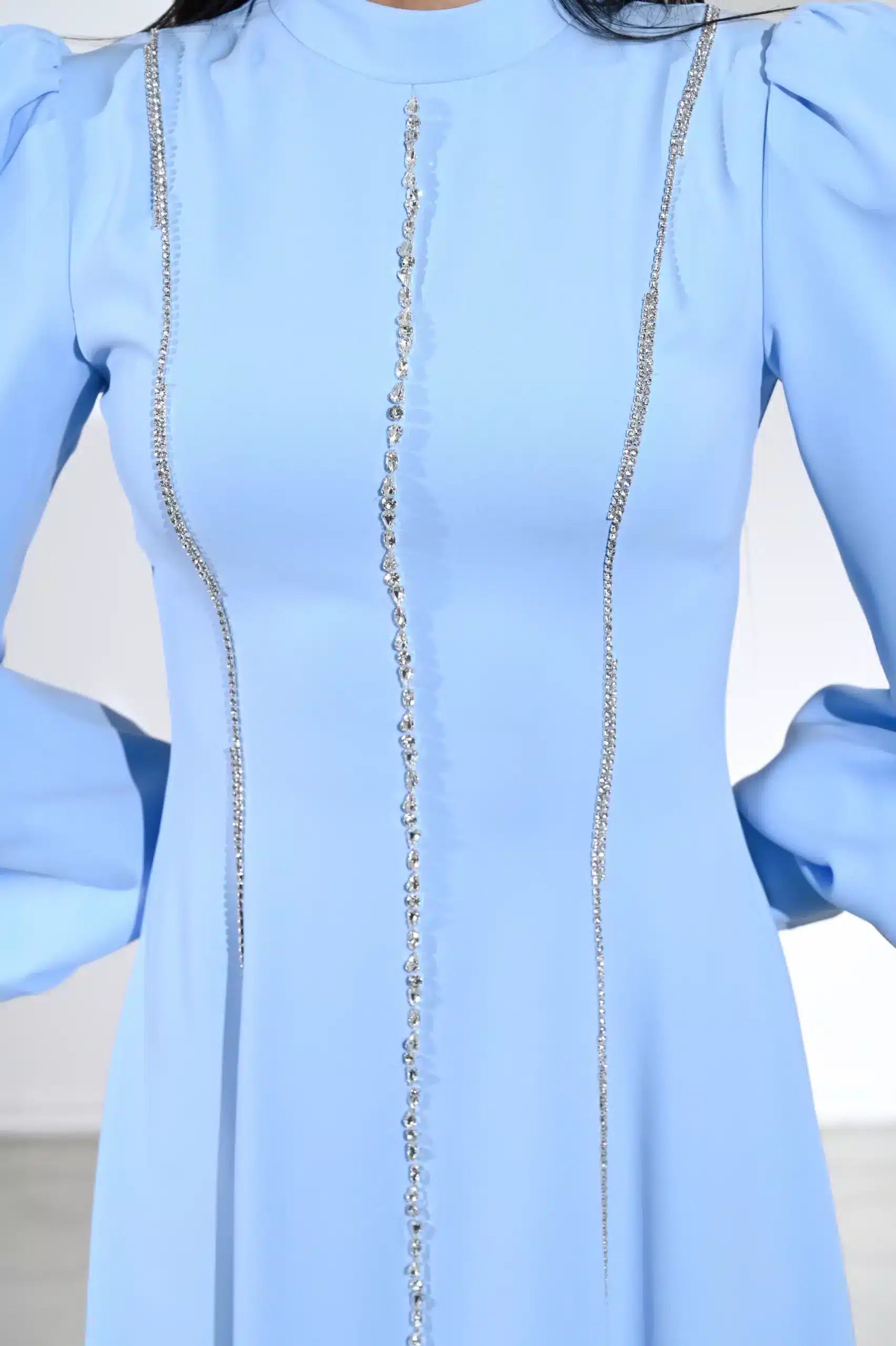 Princess Puff Sleeve Crepe Dress