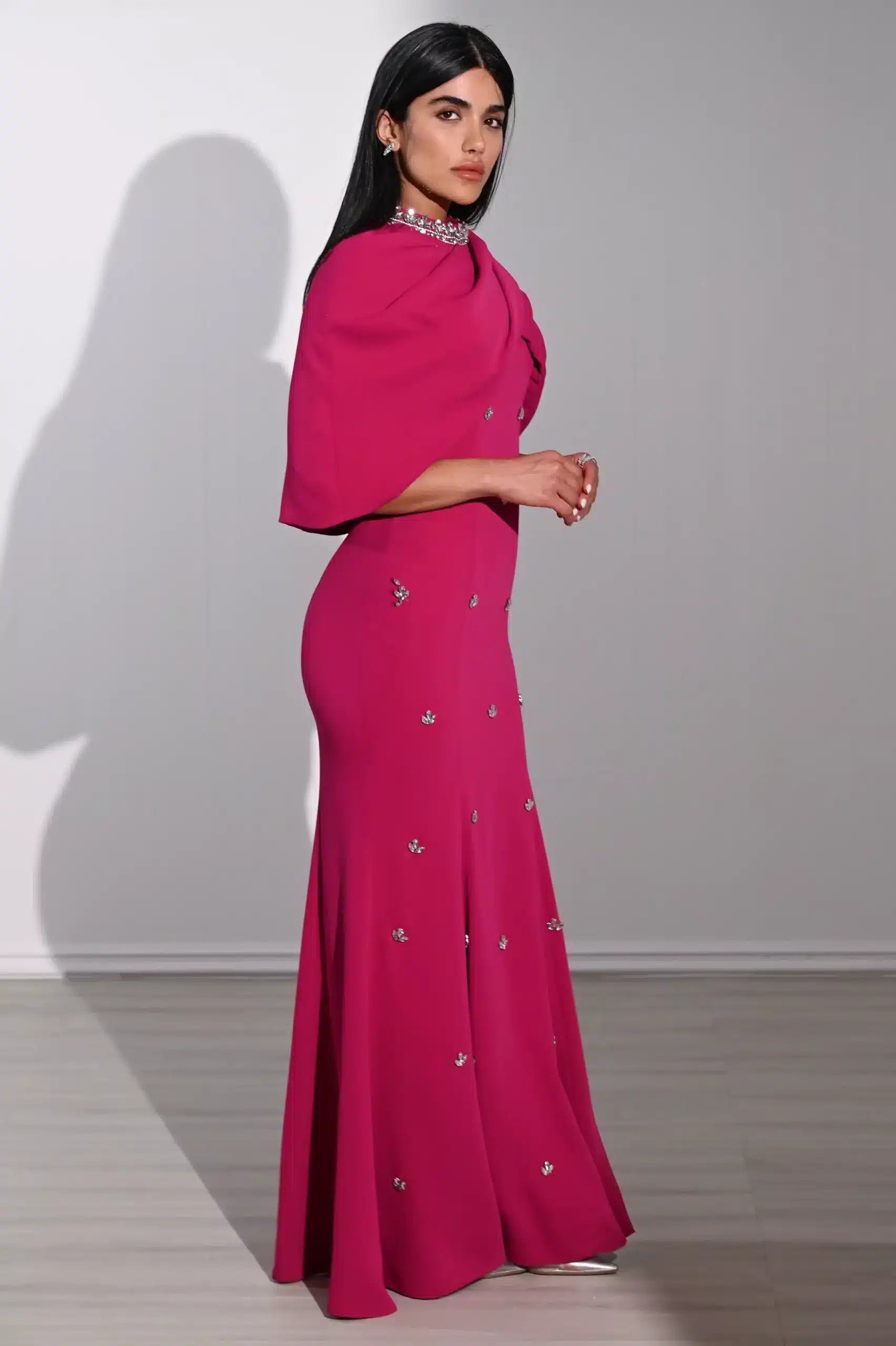 Embellished Panels Bolero Crepe Dress