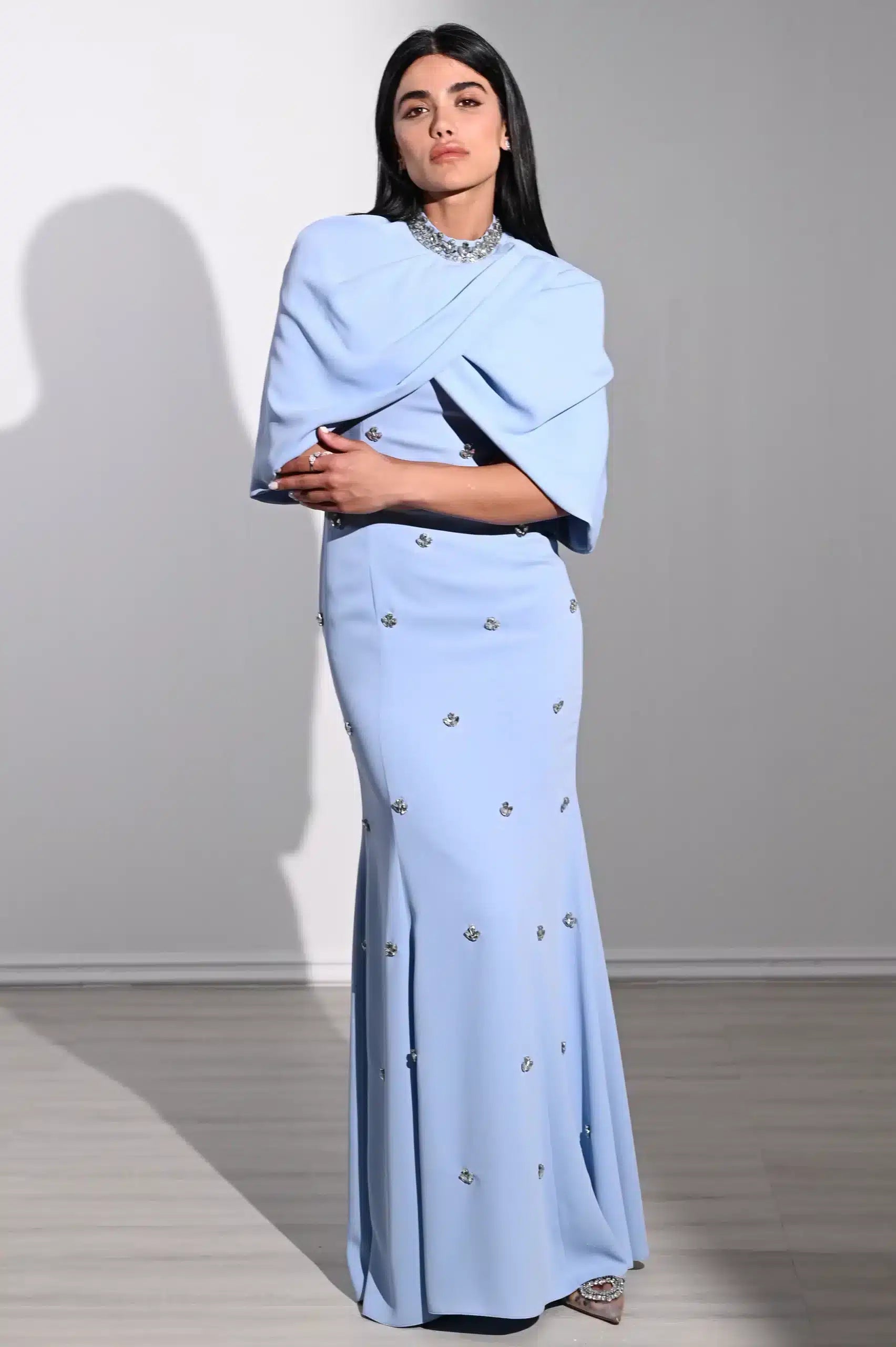 Embellished Panels Bolero Crepe Dress