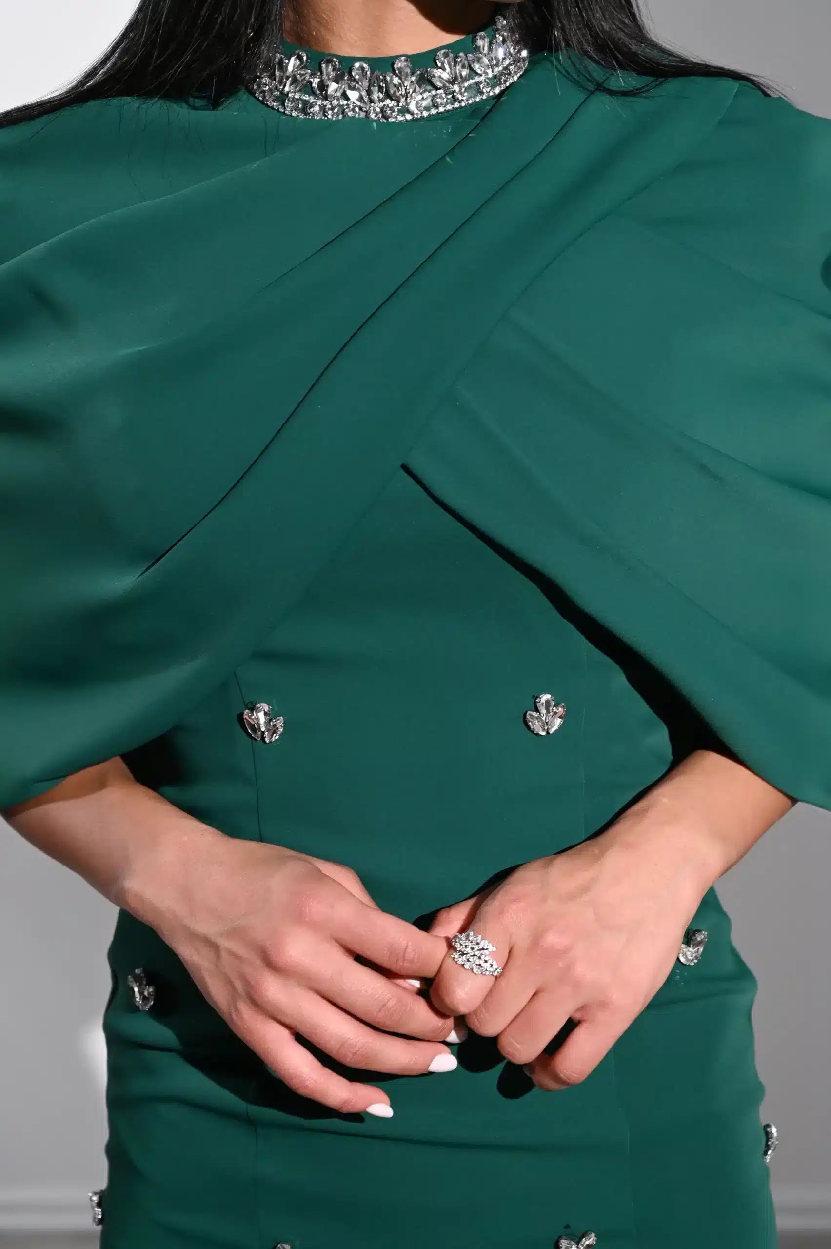 Embellished Panels Bolero Crepe Dress