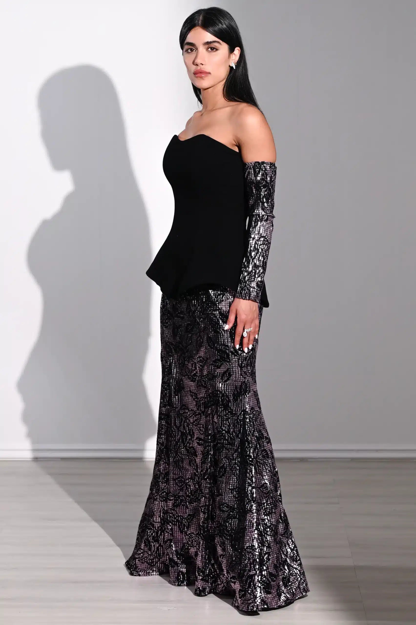 Cold Shoulder Corset Crepe Dress