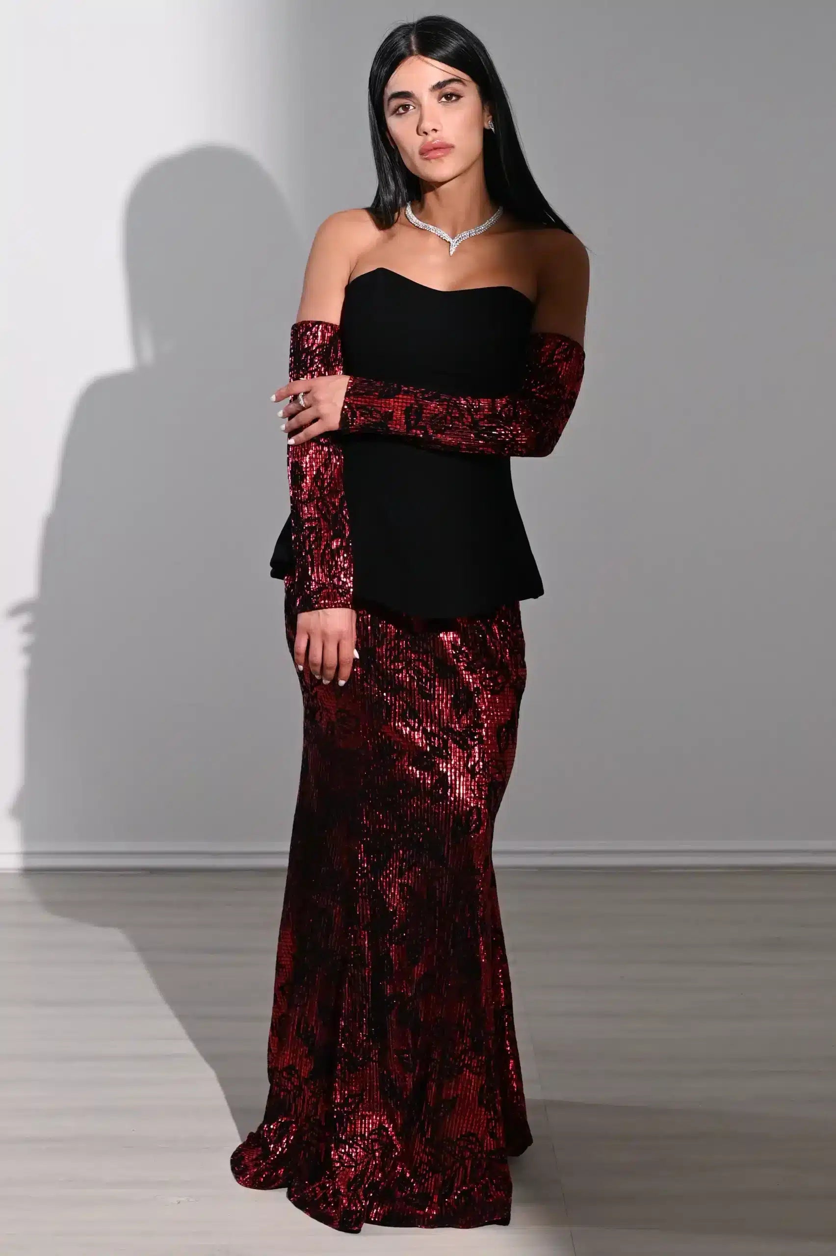 Cold Shoulder Corset Crepe Dress