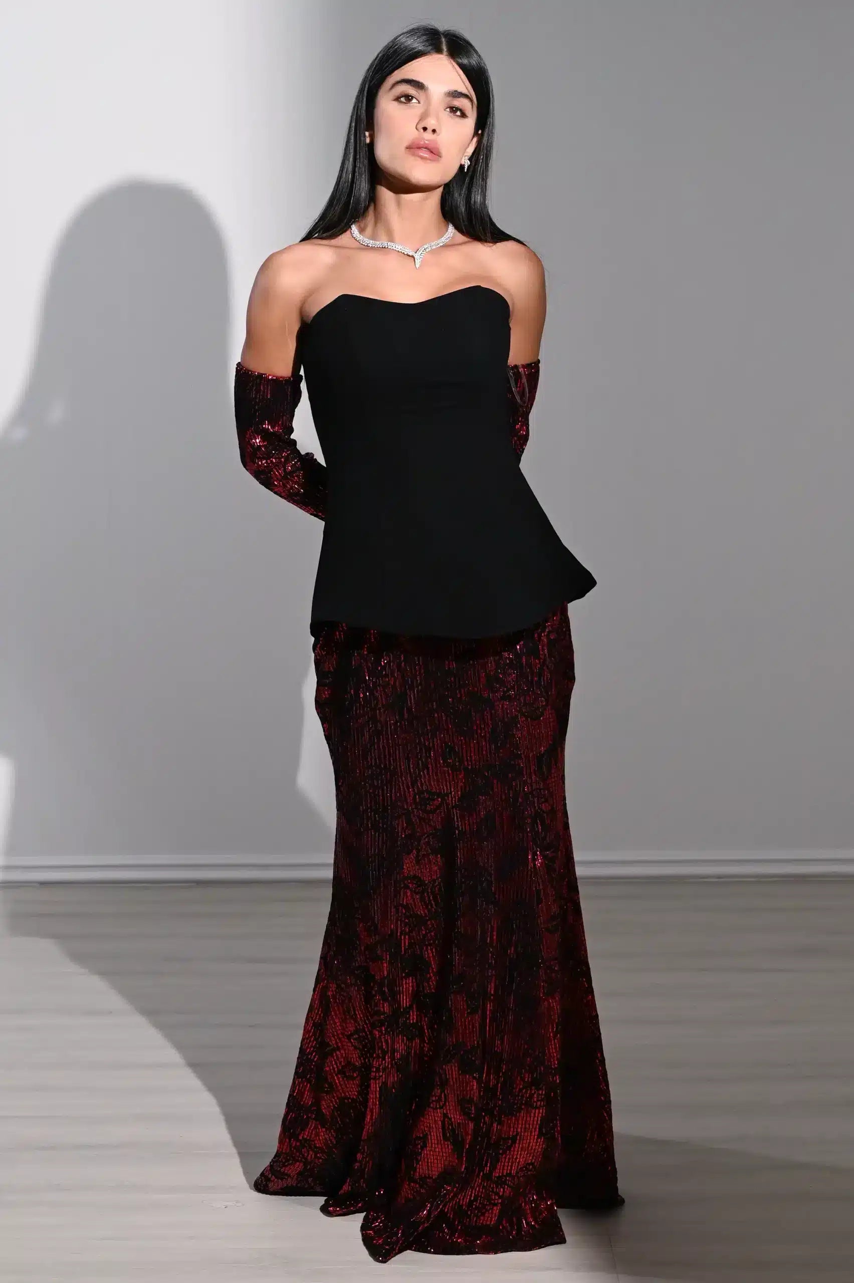 Cold Shoulder Corset Crepe Dress