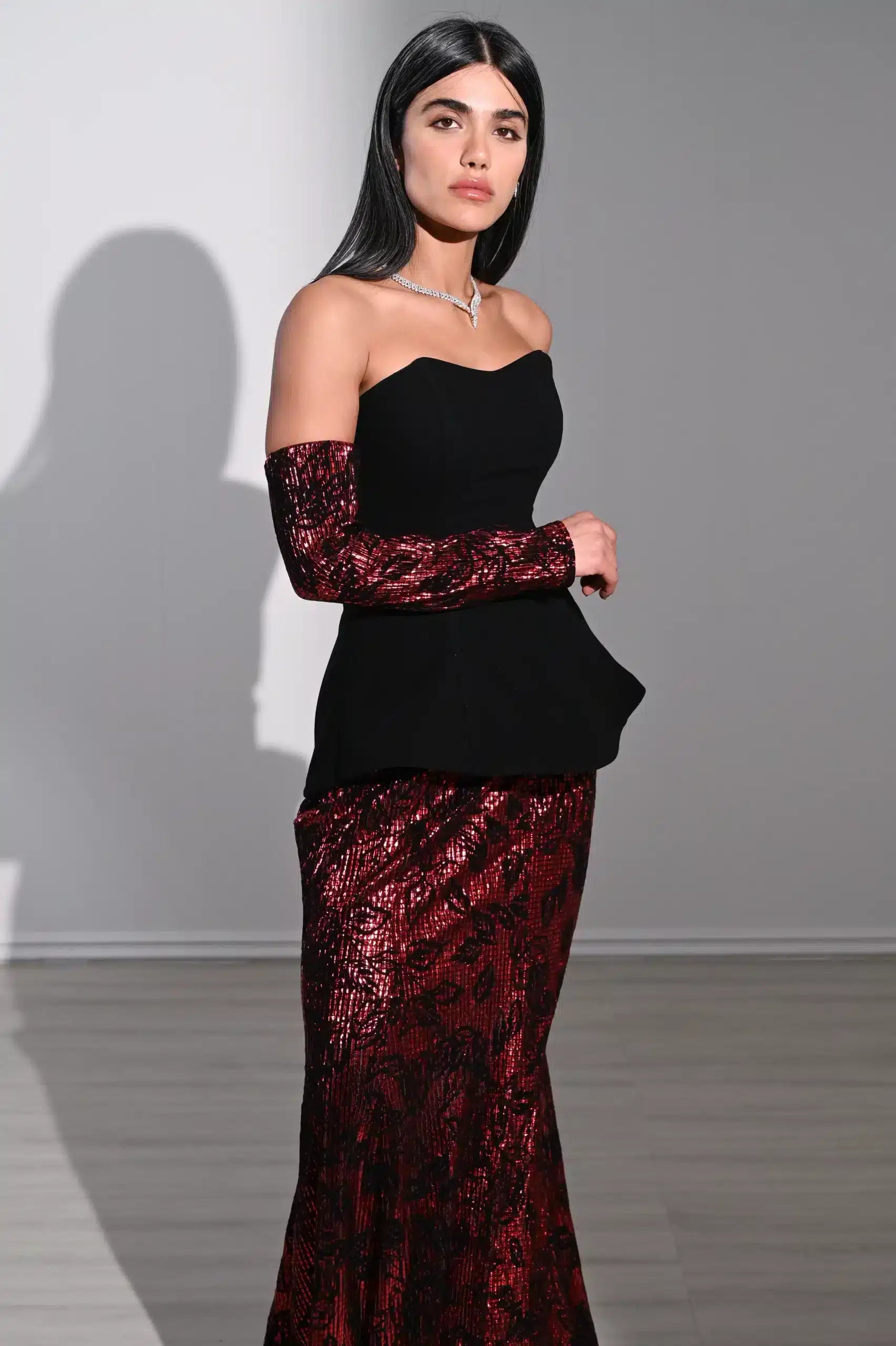 Cold Shoulder Corset Crepe Dress