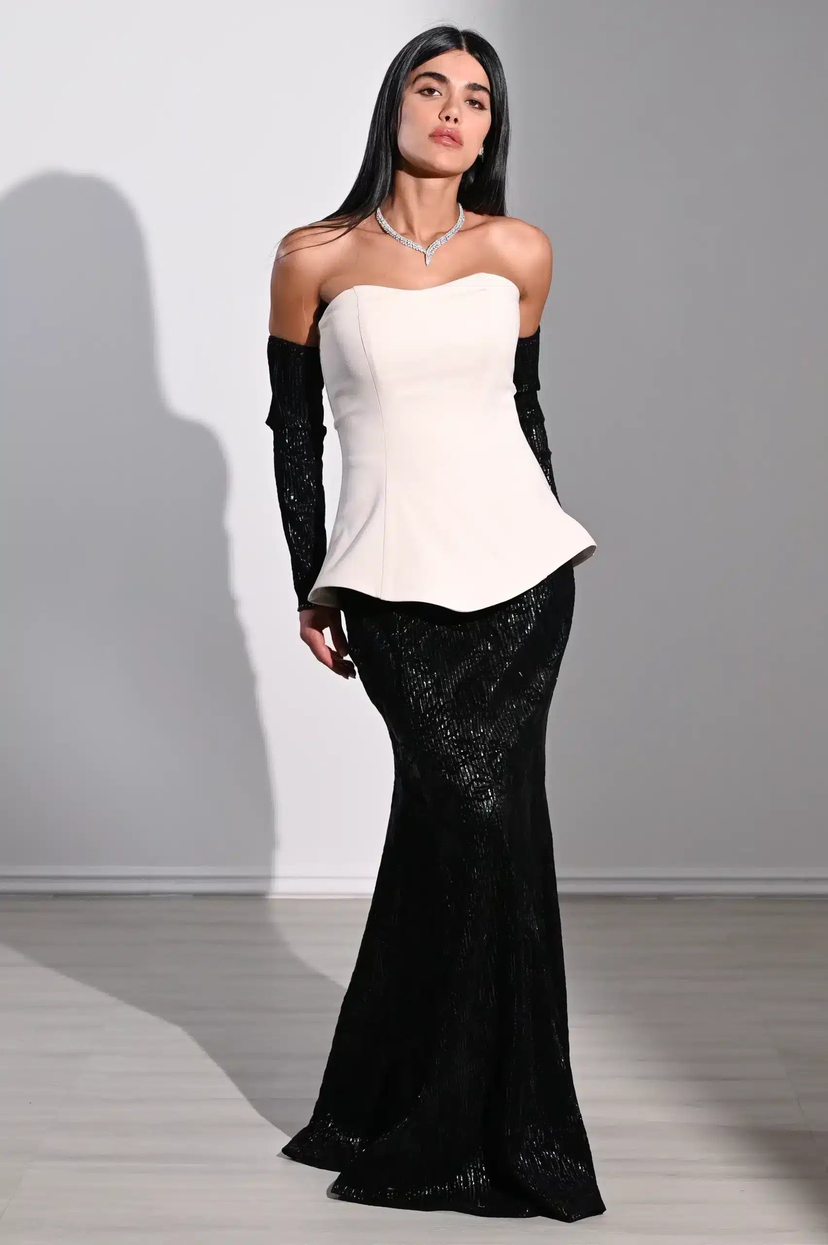 Cold Shoulder Corset Crepe Dress