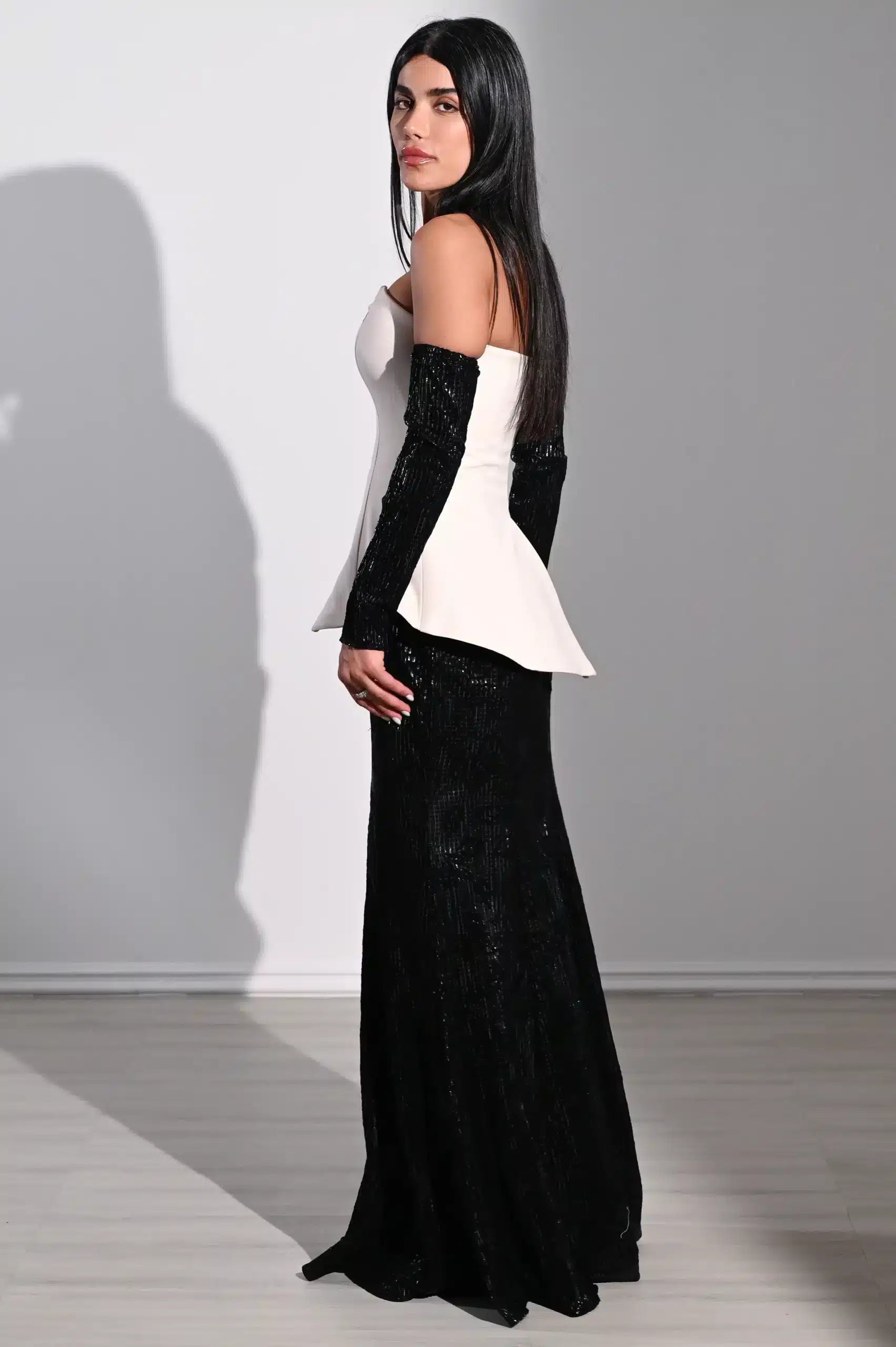 Cold Shoulder Corset Crepe Dress