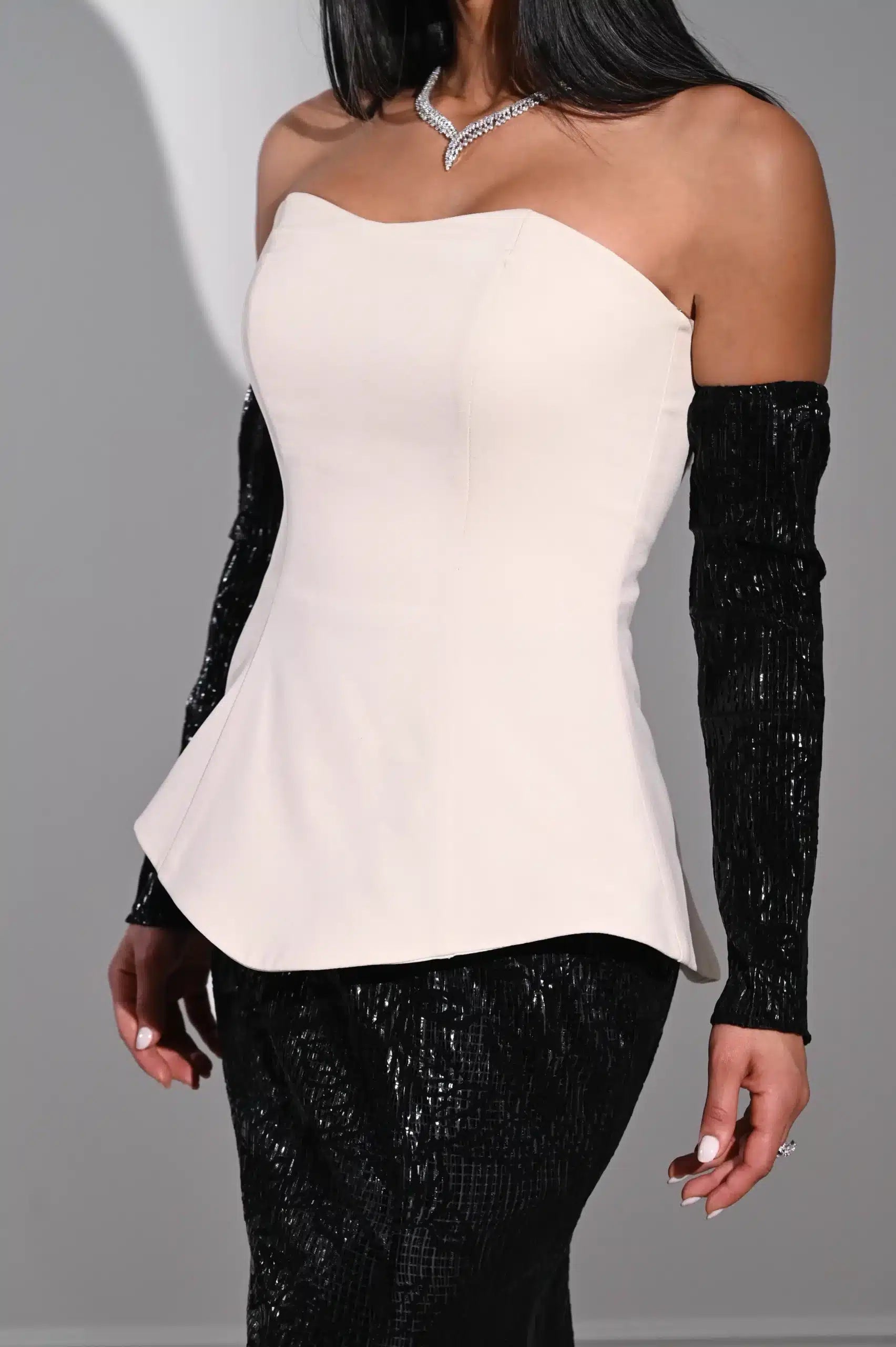 Cold Shoulder Corset Crepe Dress