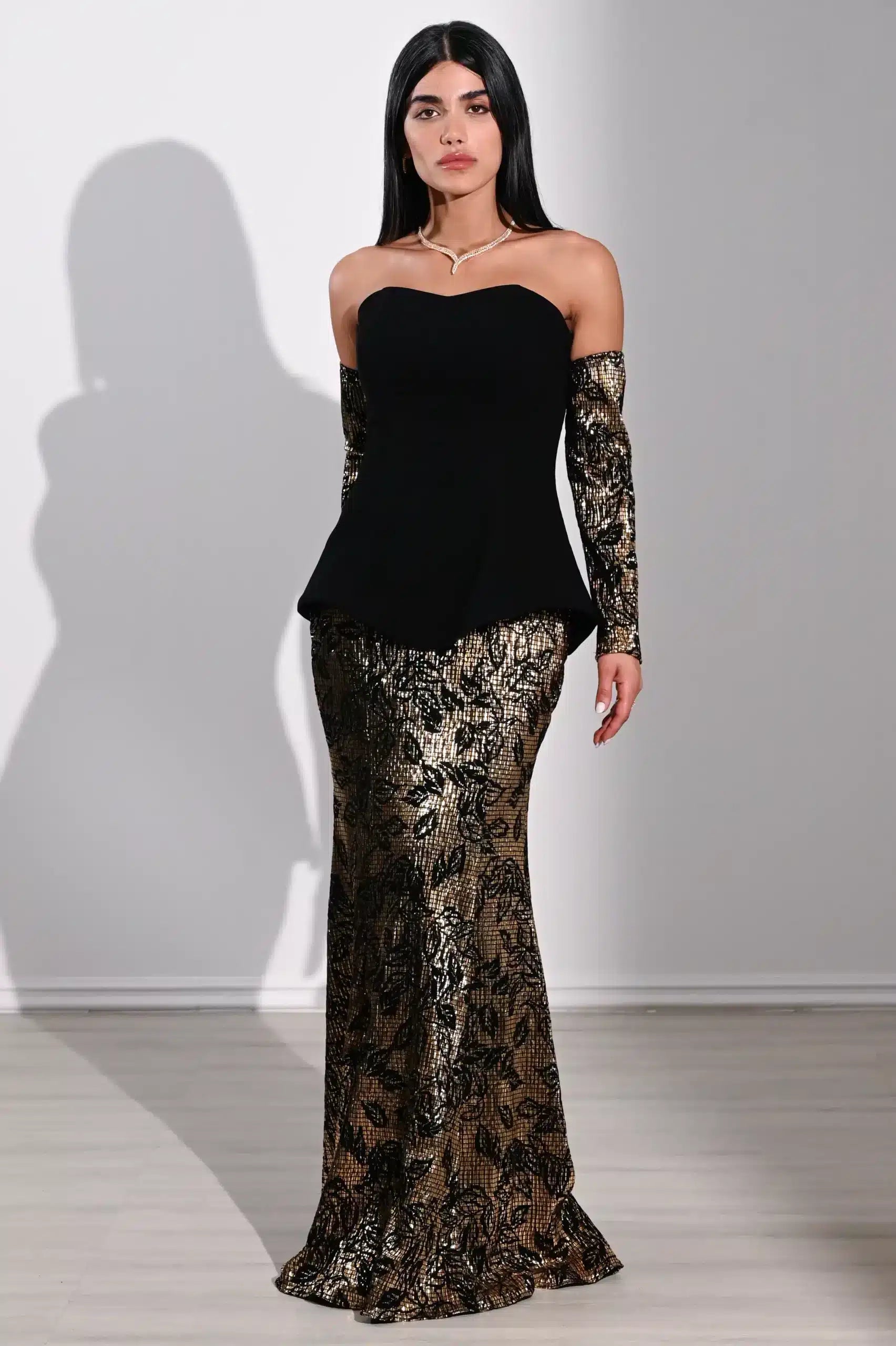 Cold Shoulder Corset Crepe Dress