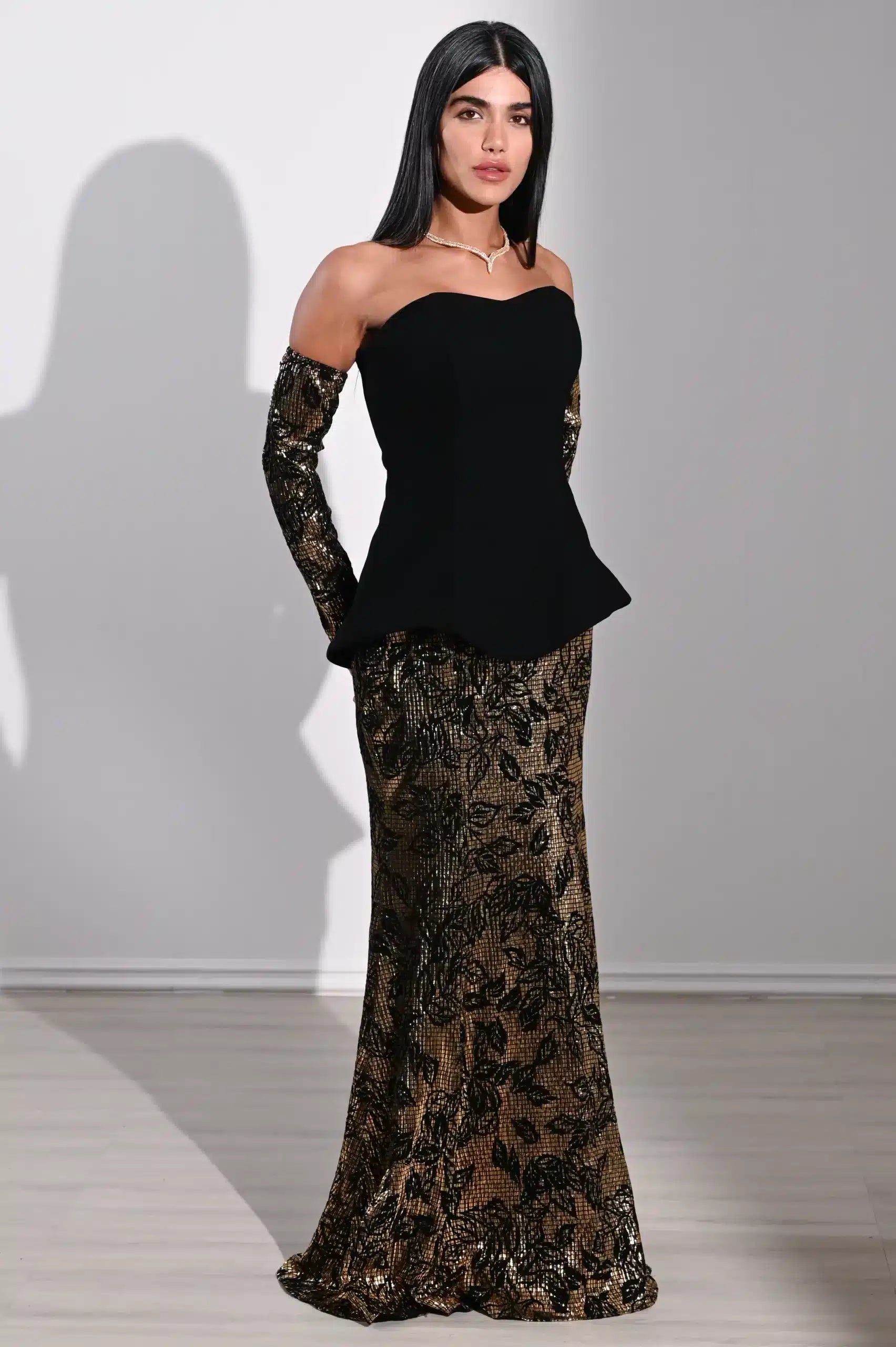 Cold Shoulder Corset Crepe Dress