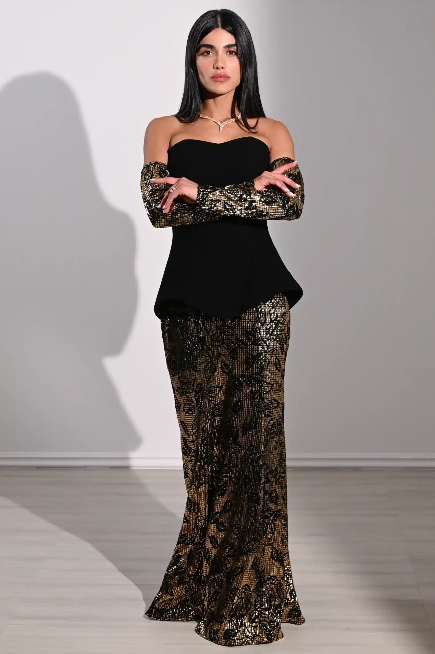 Cold Shoulder Corset Crepe Dress