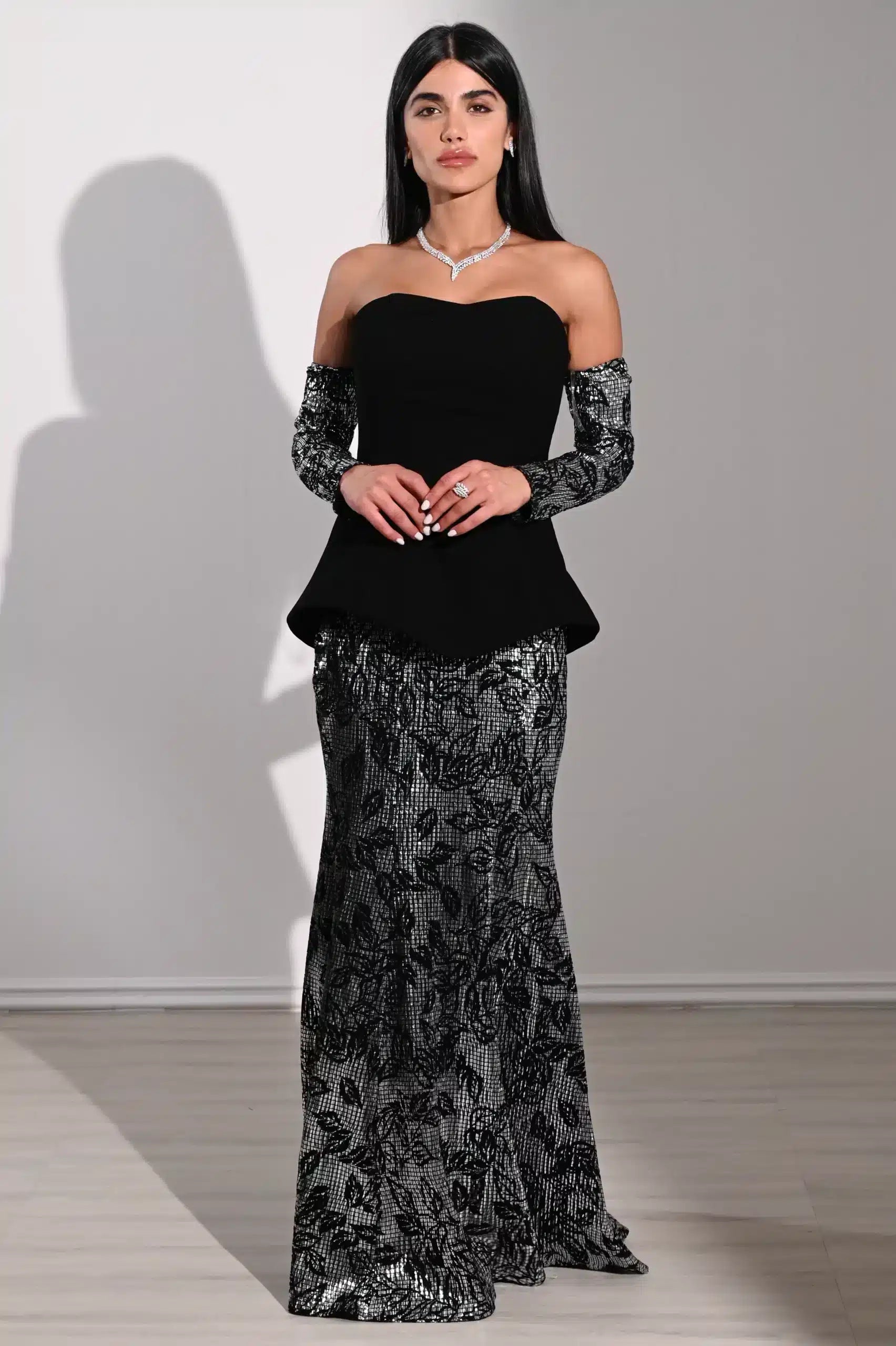 Cold Shoulder Corset Crepe Dress