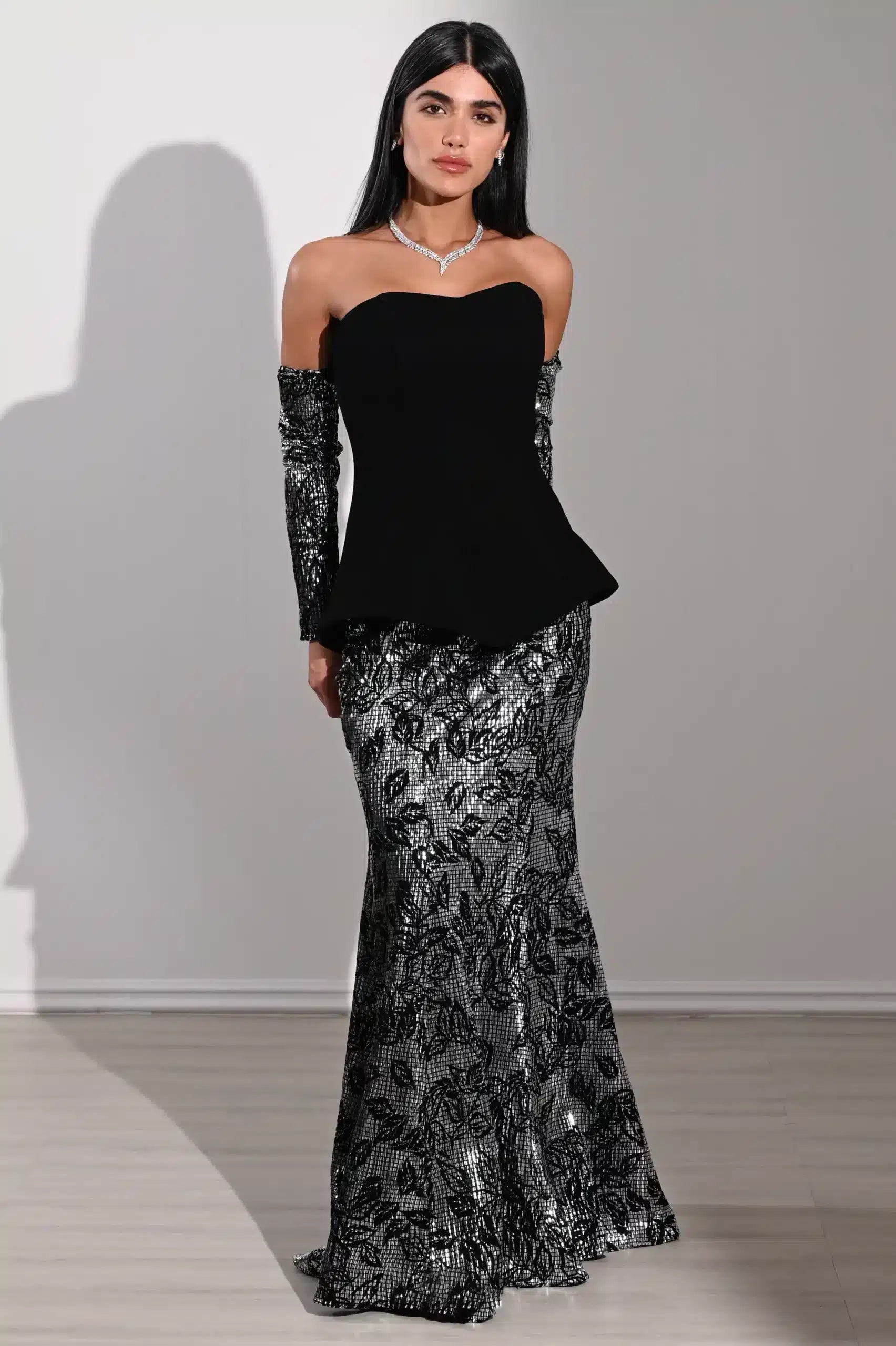 Cold Shoulder Corset Crepe Dress