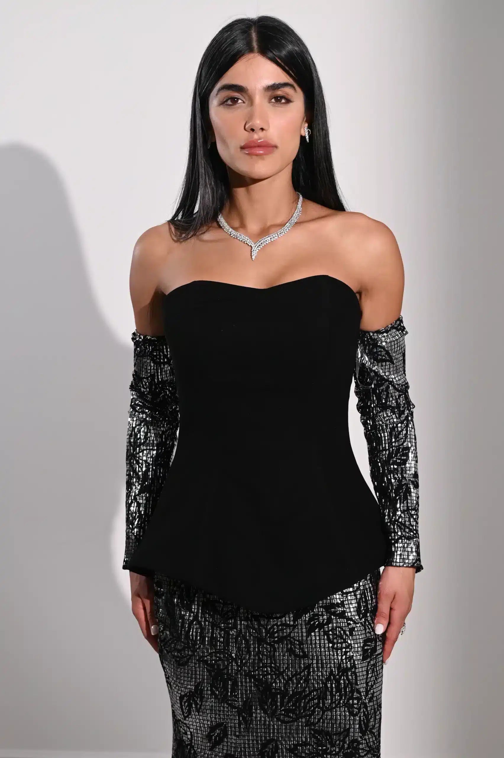 Cold Shoulder Corset Crepe Dress