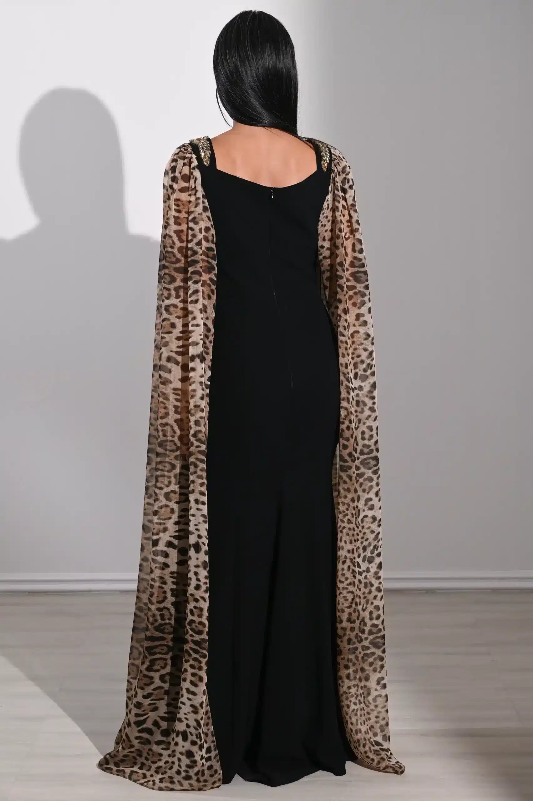 Tiger Flute Sleeves Crepe Dress