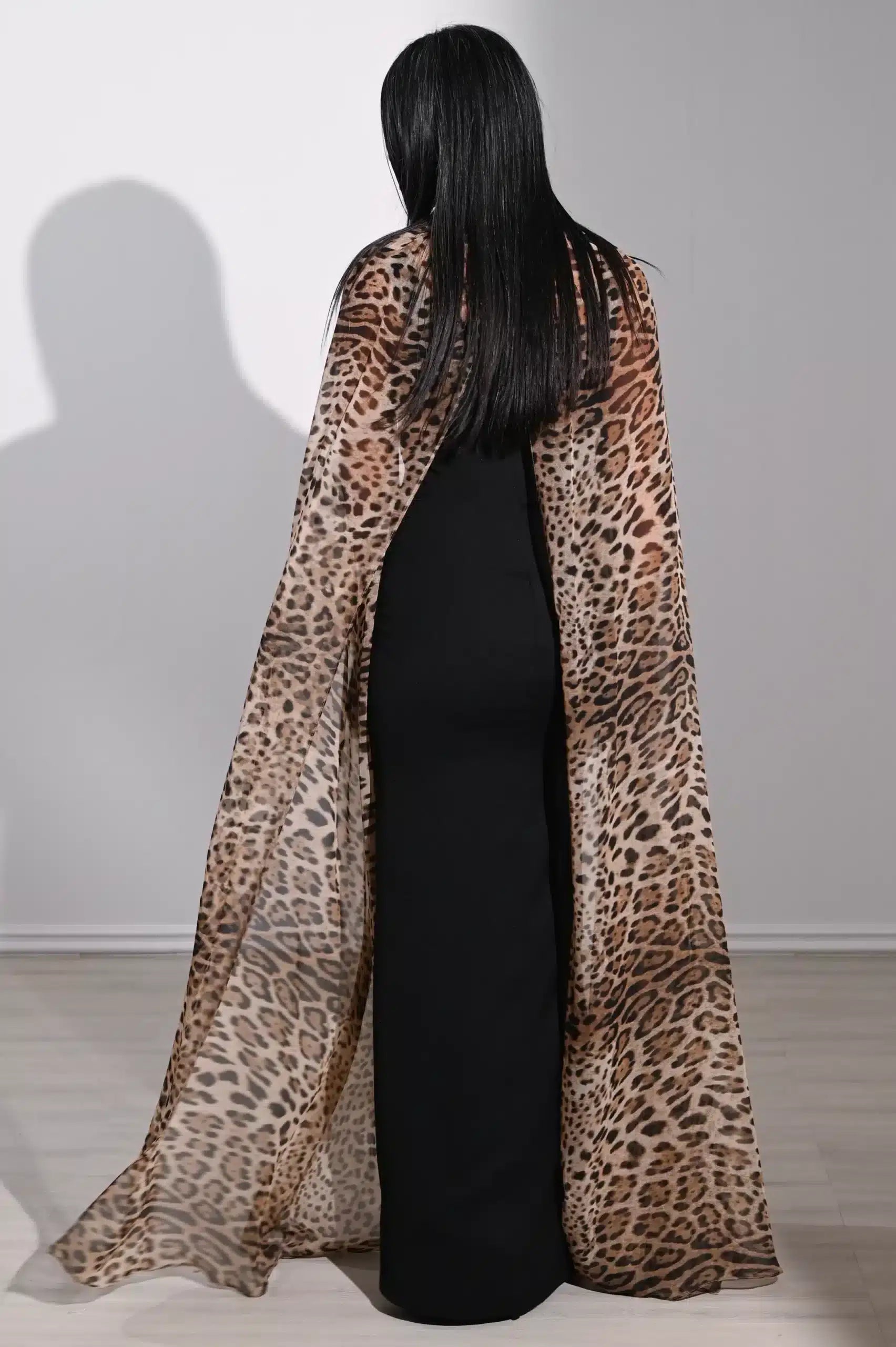 Tiger Embellished Neck Crepe Kaftan