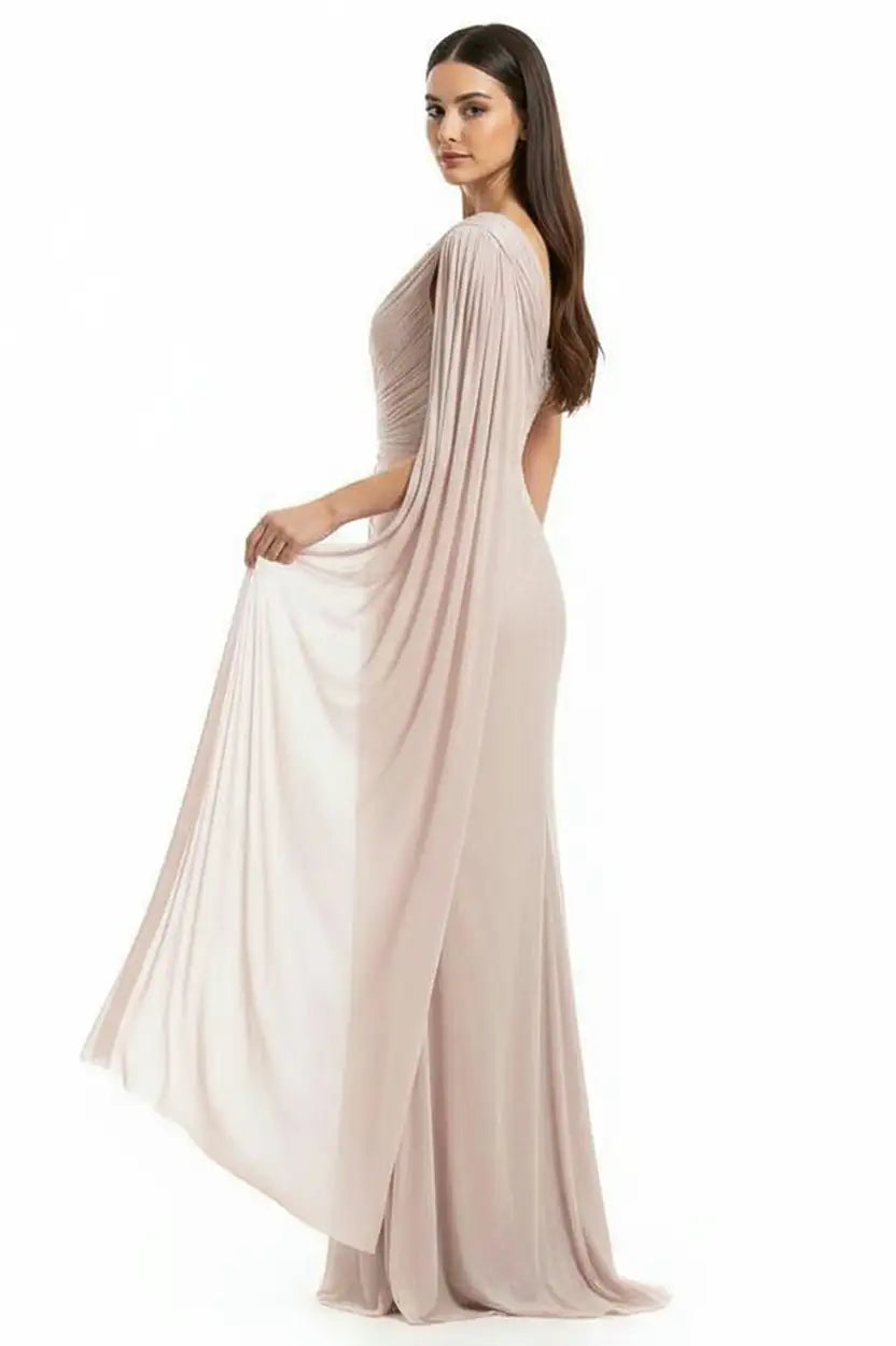 Side Beaded Flute Sleeves Organza Dress