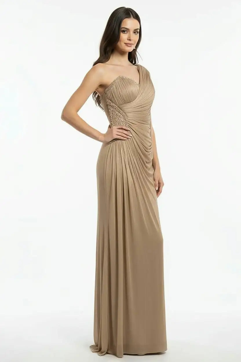 Side Beaded Flute Sleeves Organza Dress