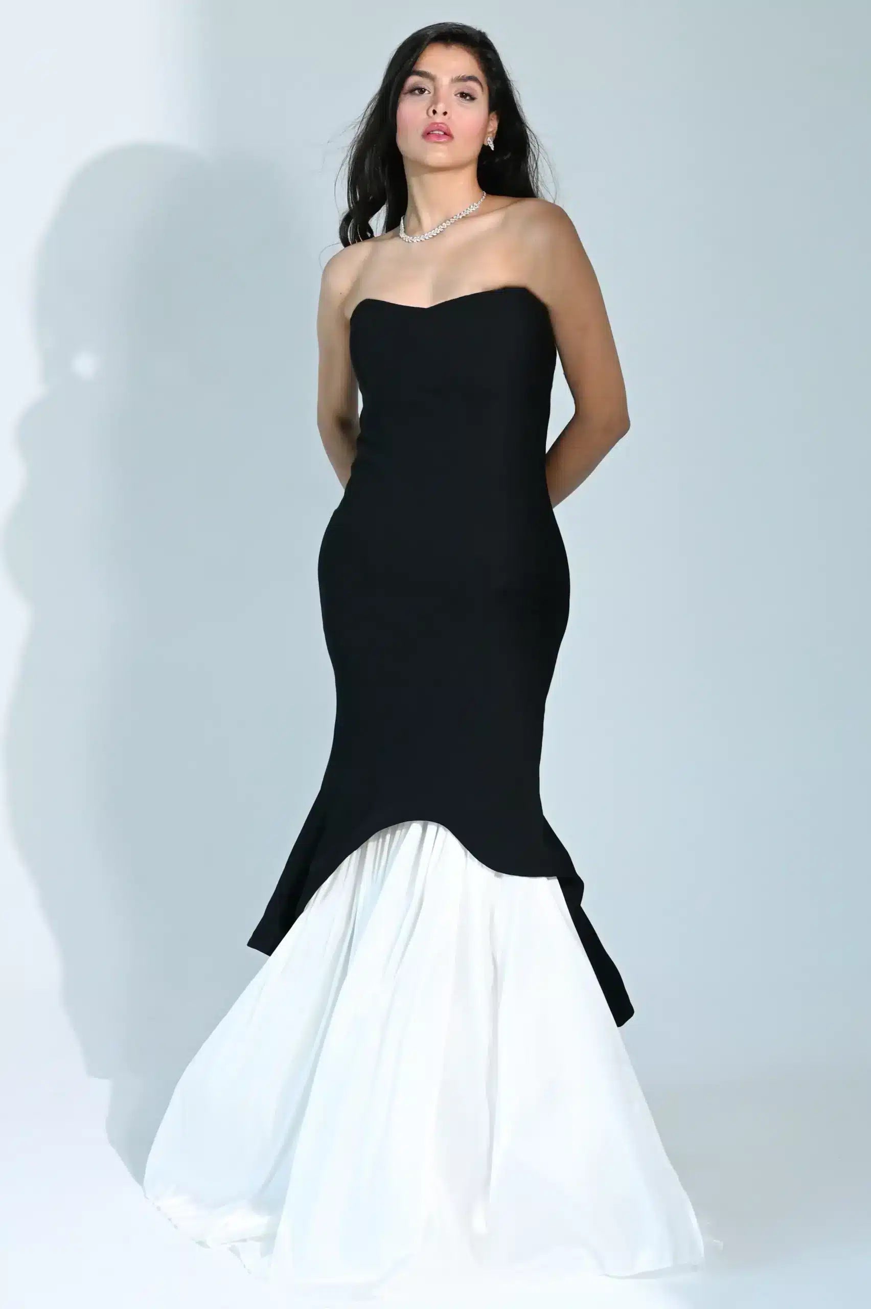 Strapless Panels Crepe Dress