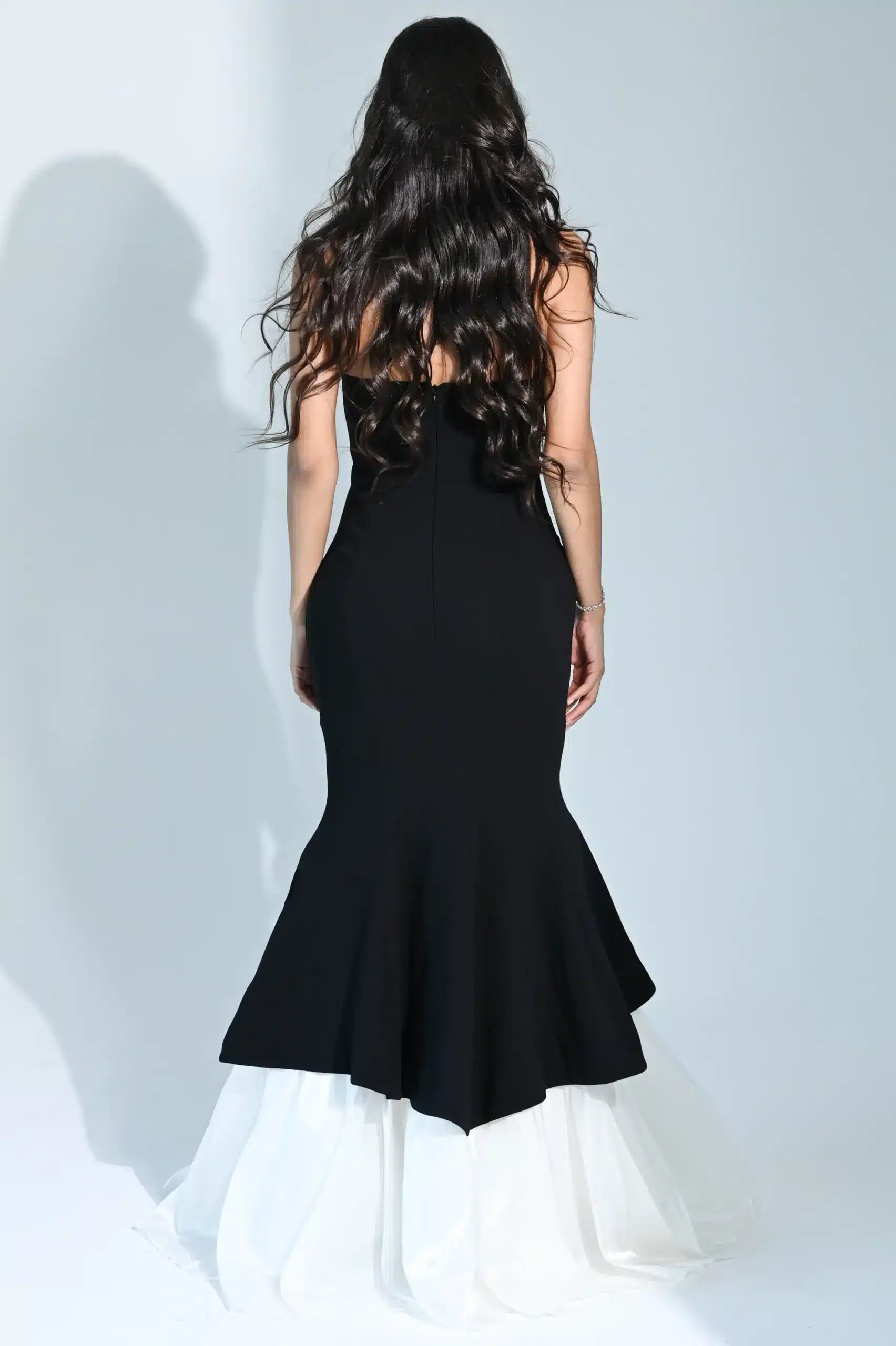 Strapless Panels Crepe Dress