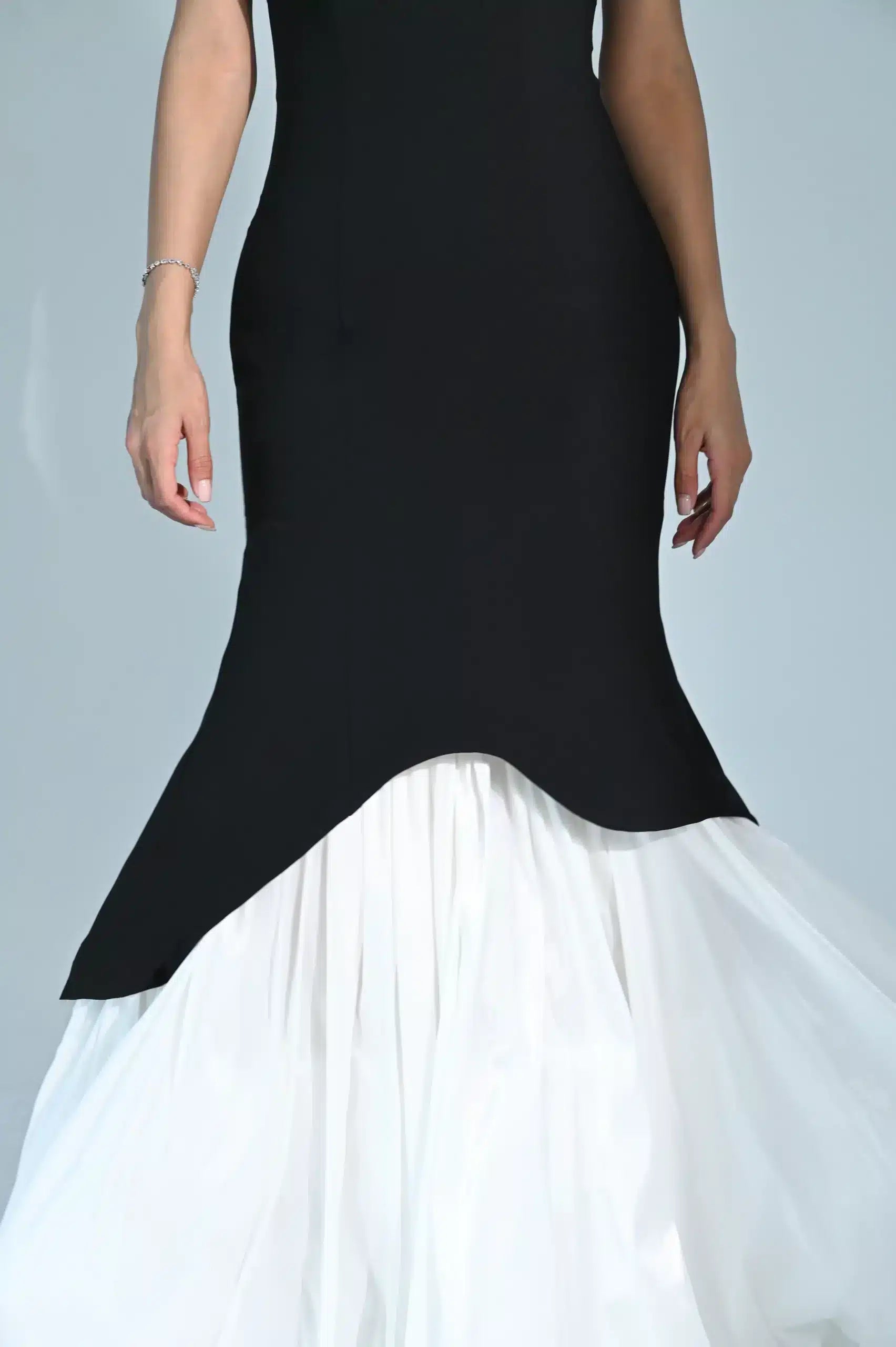 Strapless Panels Crepe Dress