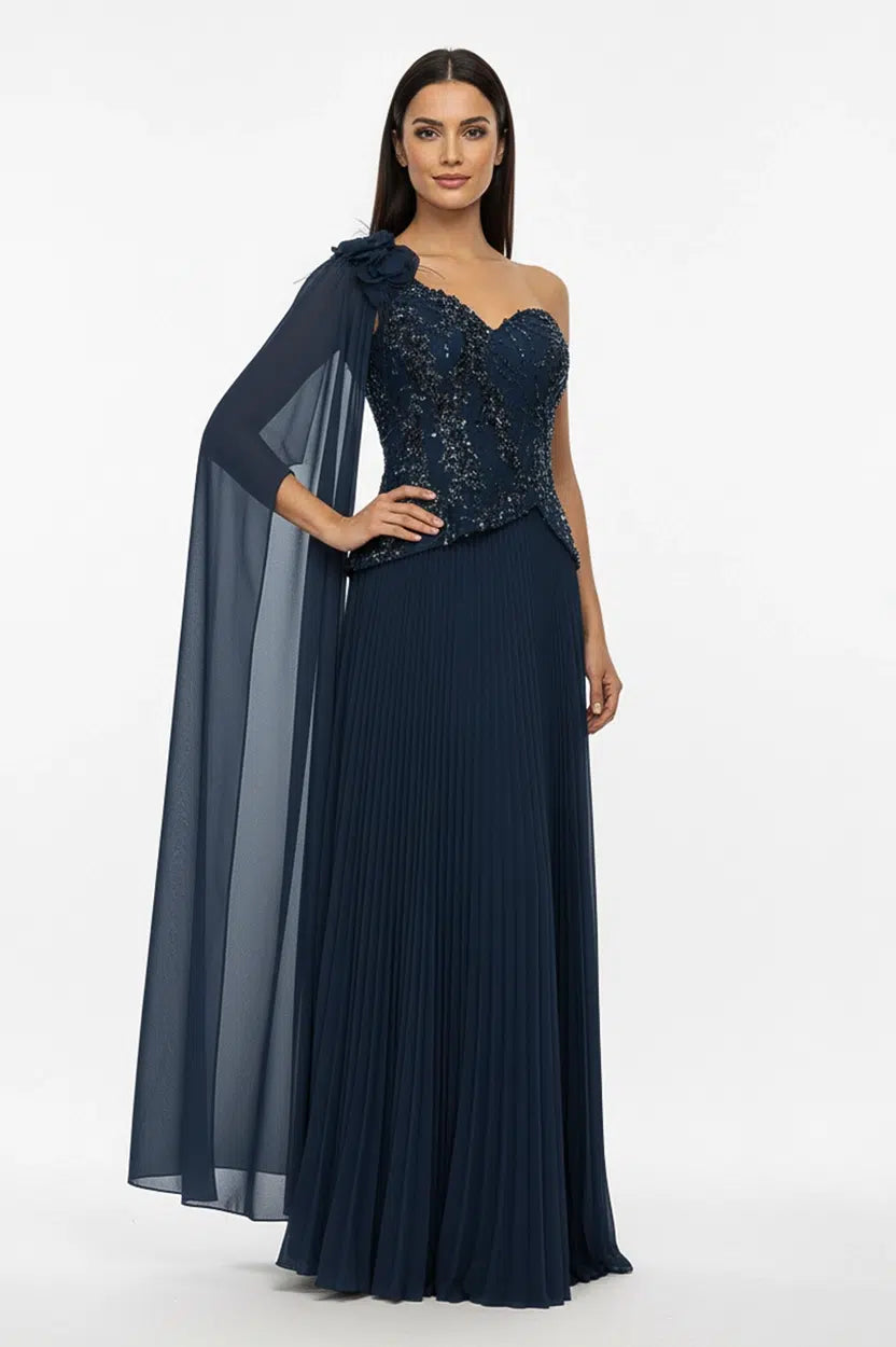 Sequin Dantel Shawl Plisse Dress