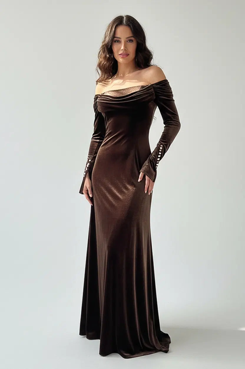 A-line Free Sleeves Velvet Dress