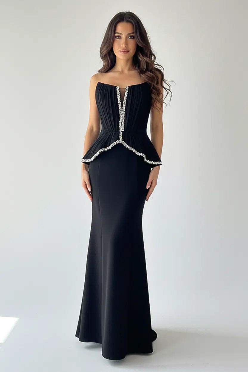 Pleated Corset Crepe Dress