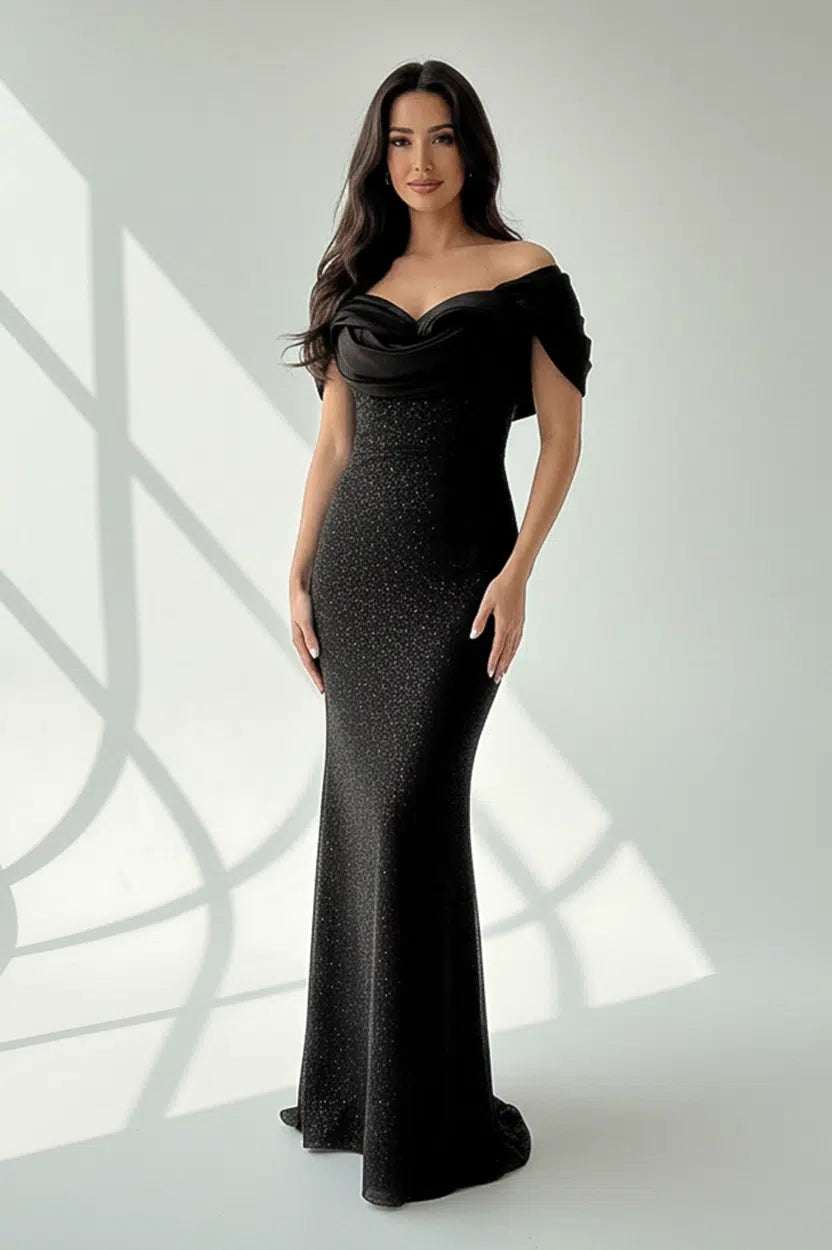 Gathered Taffeta Sequin Dress