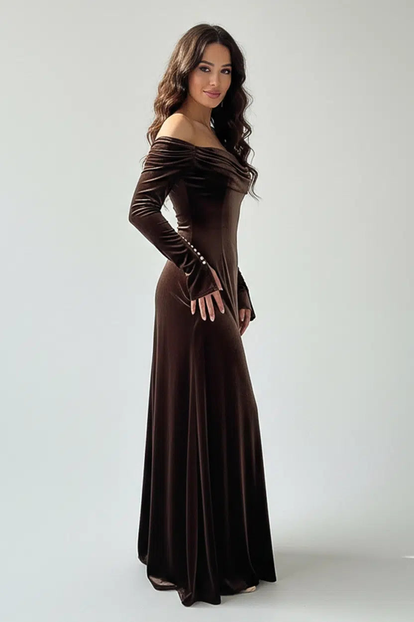 A-line Free Sleeves Velvet Dress