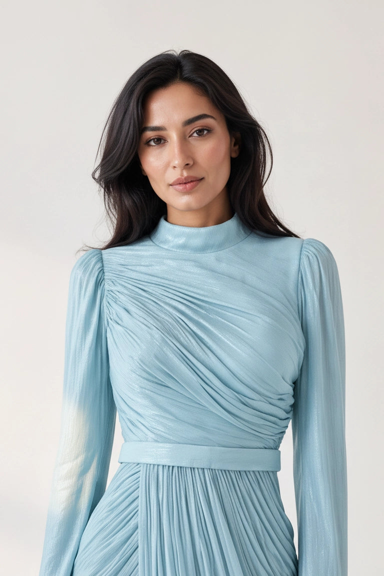 Draped Wrap Skirt Organza Dress