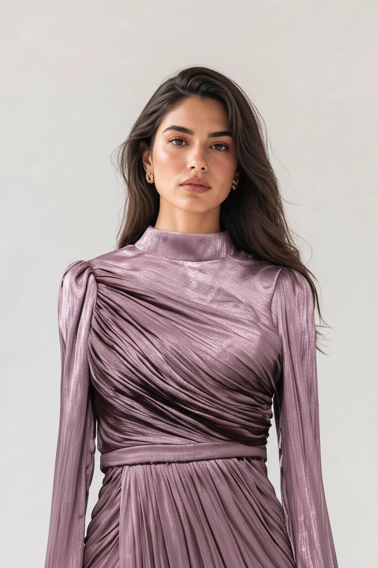 Draped Wrap Skirt Organza Dress