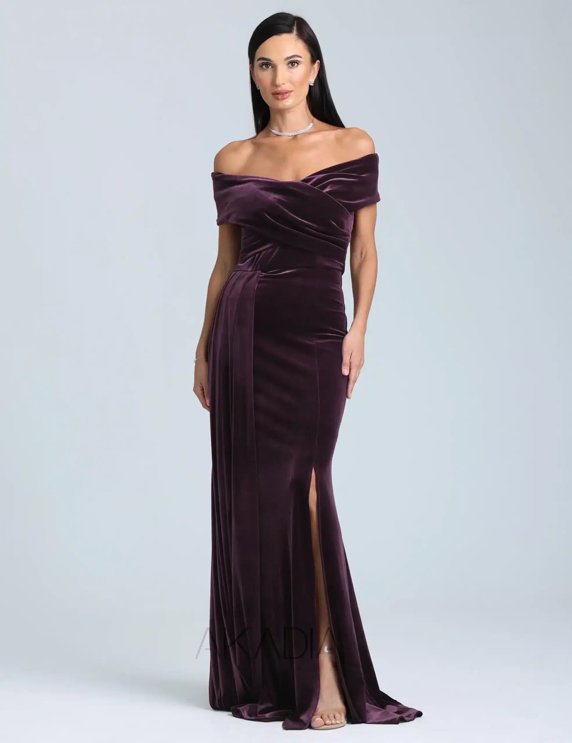 Side Tail Wrap Bust Velvet Dress