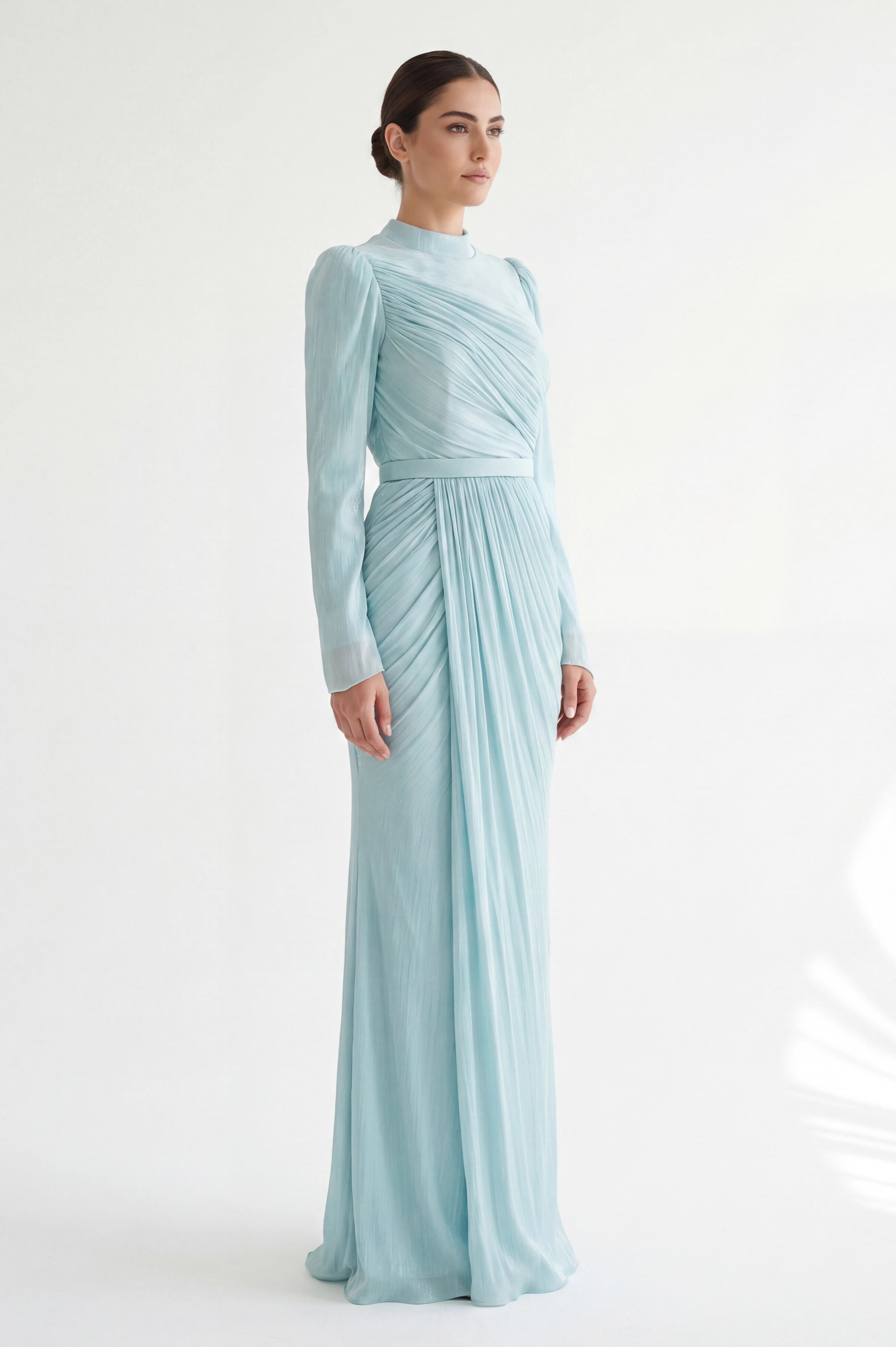 Draped Wrap Skirt Organza Dress