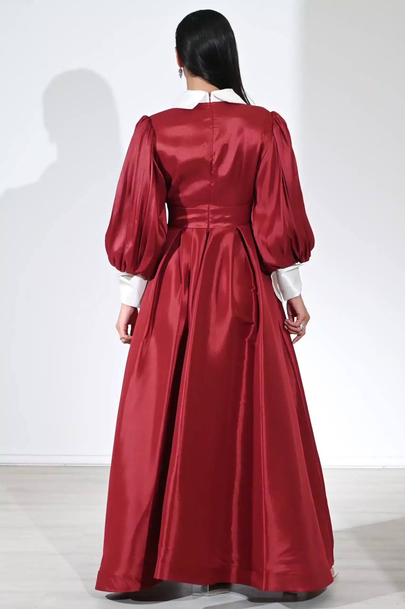 2 Tone Blazer Neck Taffeta Dress