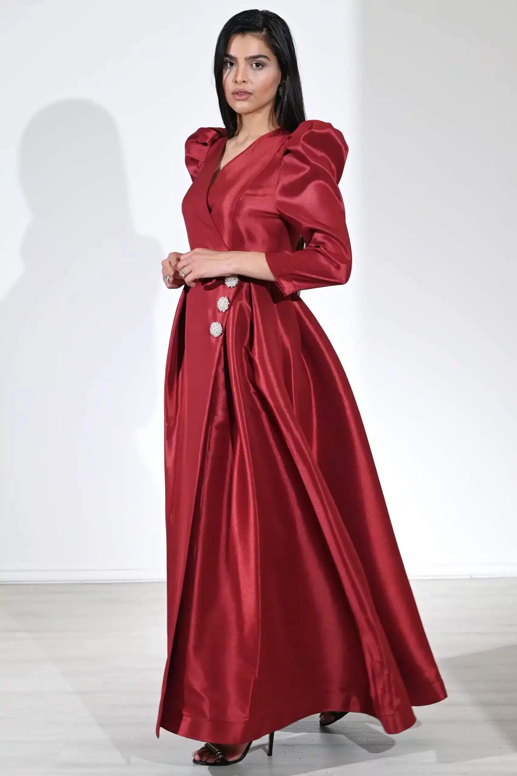 Wrap Self-Tie Taffeta Dress