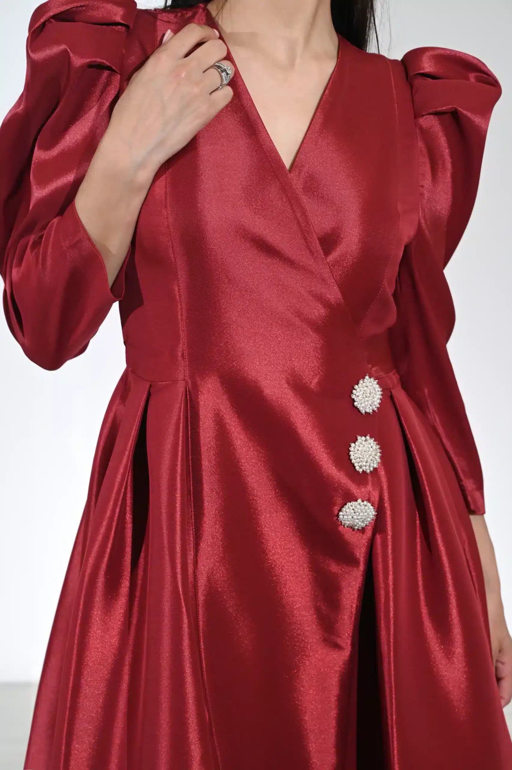 Wrap Self-Tie Taffeta Dress