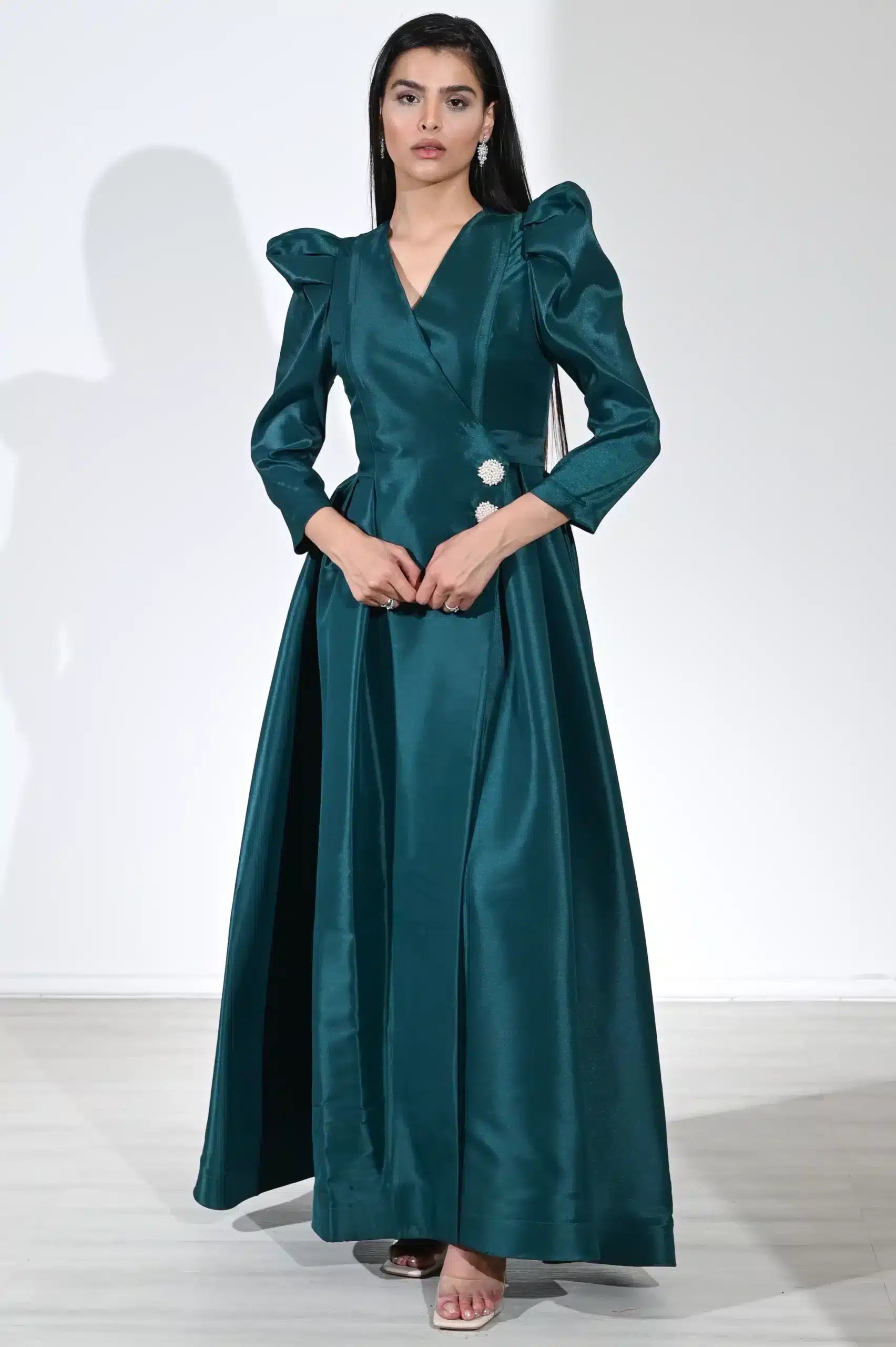 Wrap Self-Tie Taffeta Dress