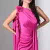 one shoulder flower detail satin dress ED0801 / 680 AED