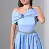off shoulder ribbon taffeta dress ED0787 / 495 AED