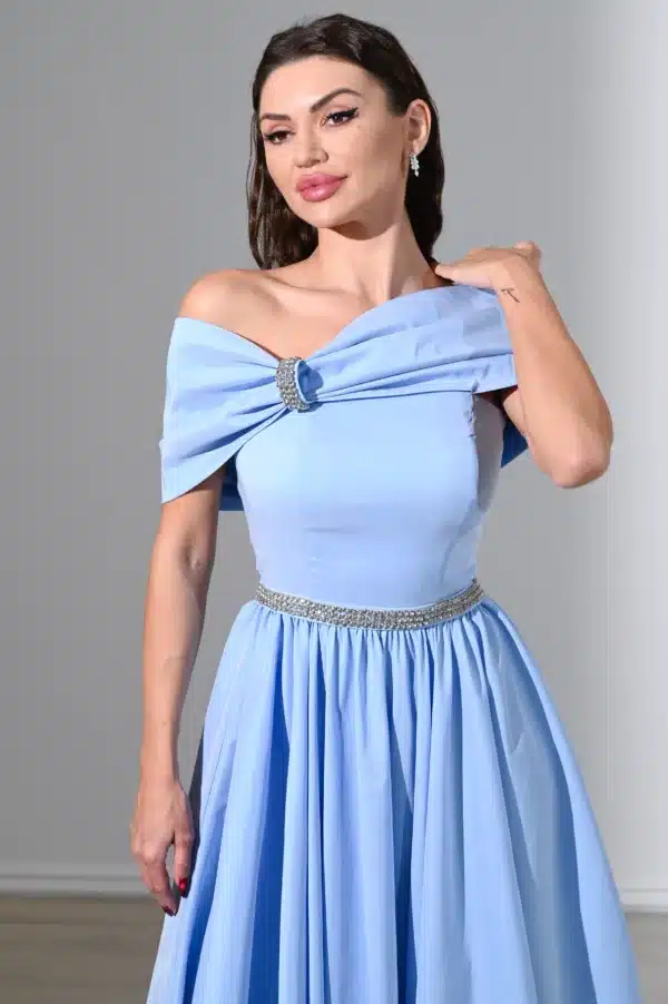 off shoulder ribbon taffeta dress ED0787 / 495 AED