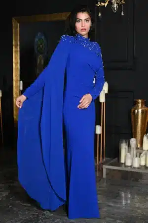 Draped Waist Flute Crepe Dress