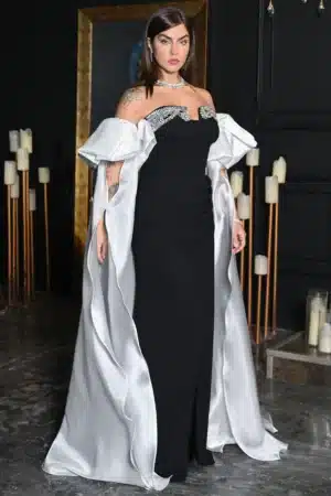 Removable Sleeves Crepe Dress