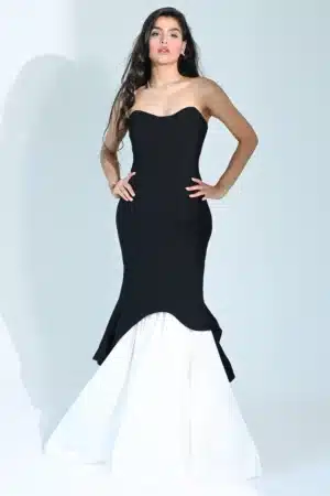 Strapless Panels Crepe Dress